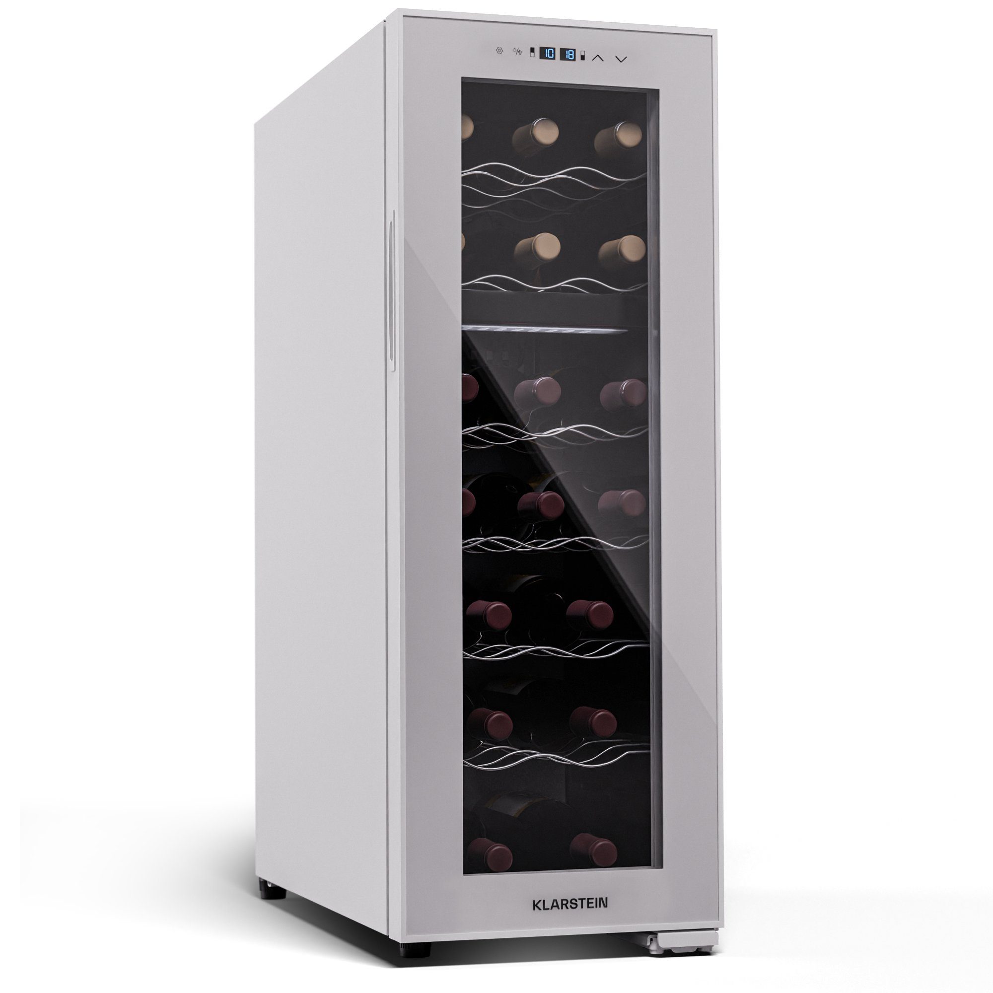 Klarstein Weinkühlschrank Shiraz 18 Duo, für 18 Standardflaschen á 0,75l,Wein Flaschenkühlschrank Weintemperierschrank Weinschrank Kühlschrank