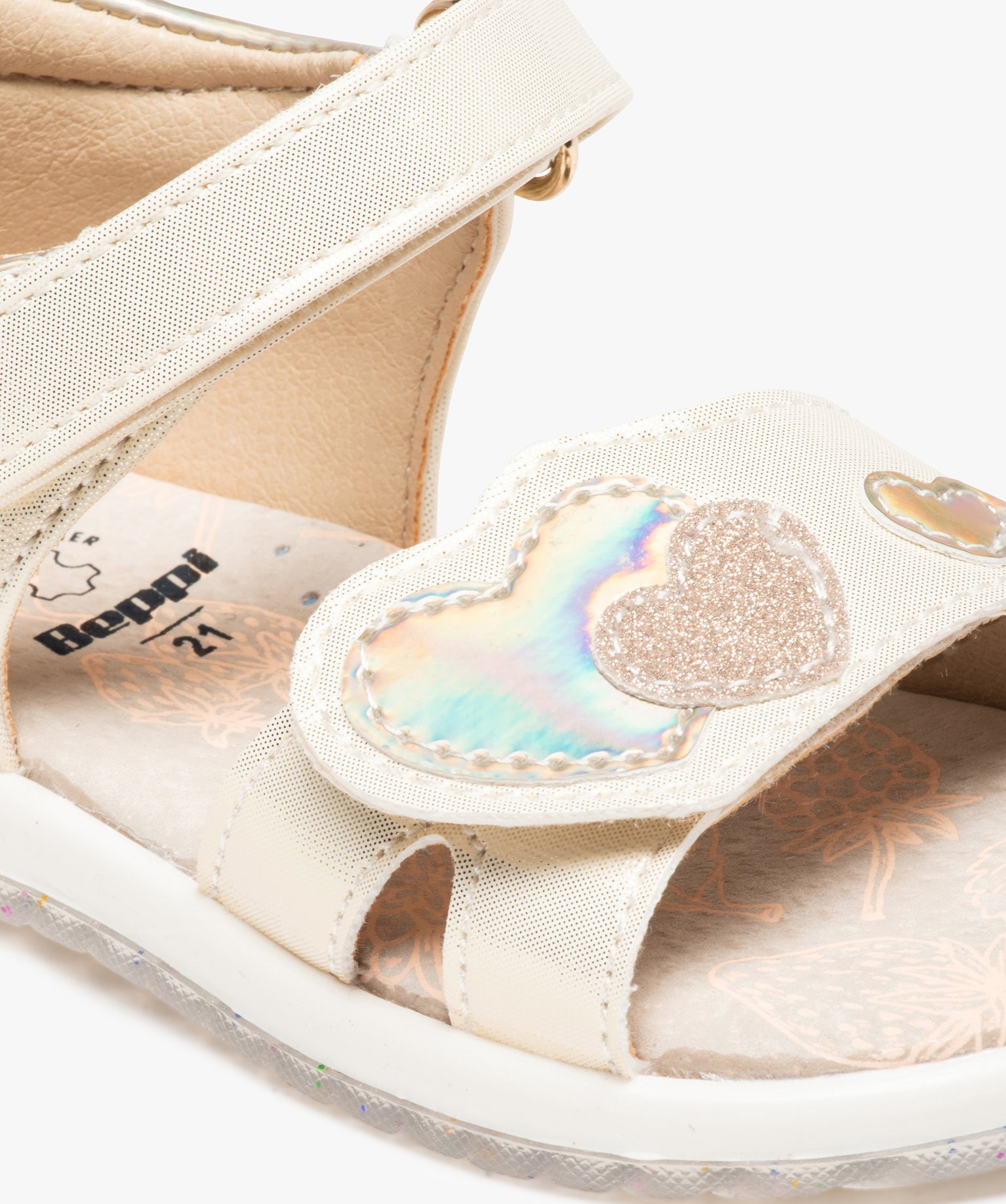 Sandales bébé fille avec motifs coeurs sur le dessus - Beppi or | GEMO