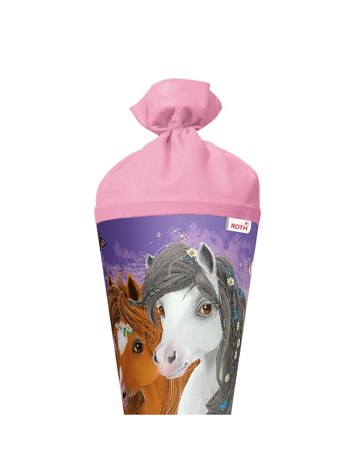 ROTH Schultüte groß Blumenpferde 70 cm, Glitter in Lila günstig kaufen onesize