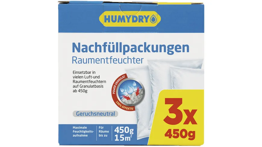 HUMYDRY Raumentfeuchter Nachfüllpackungen Geruchsneutral 1.35 kg