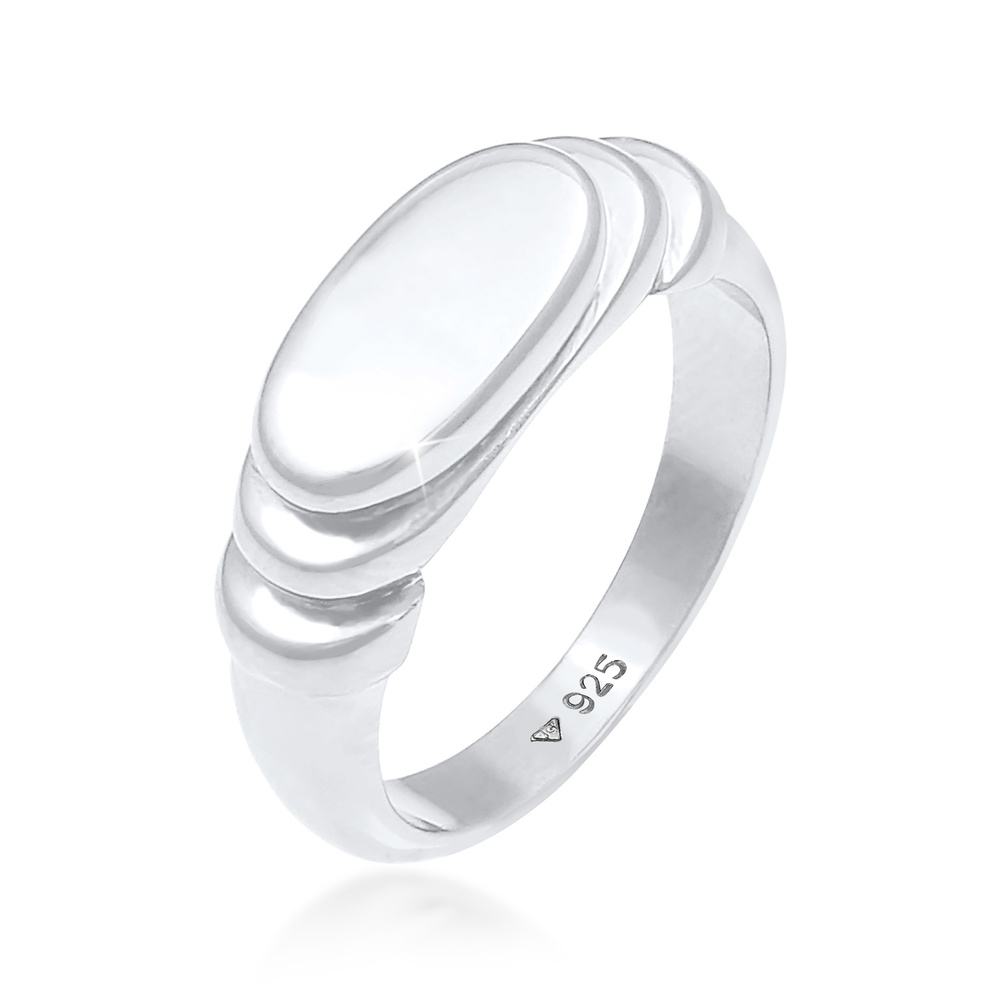Elli Elli Bague Bague sceau femme polie ovale dégradée en argent massif 925 Bague