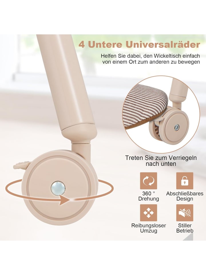 COSTWAY Wickeltisch mit Badewanne in Beige günstig kaufen 100 cm
