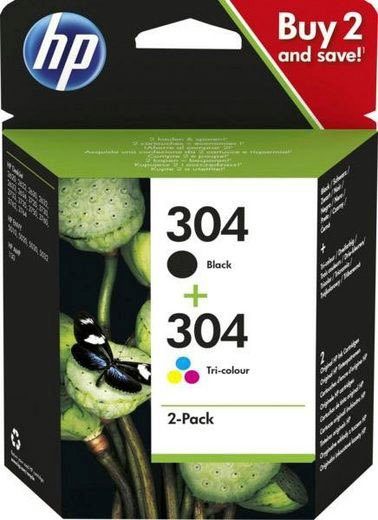 HP 304 Tintenpatrone (Spar-Set, original Druckerpatrone 304 schwarz/cyan/magenta/yellow)