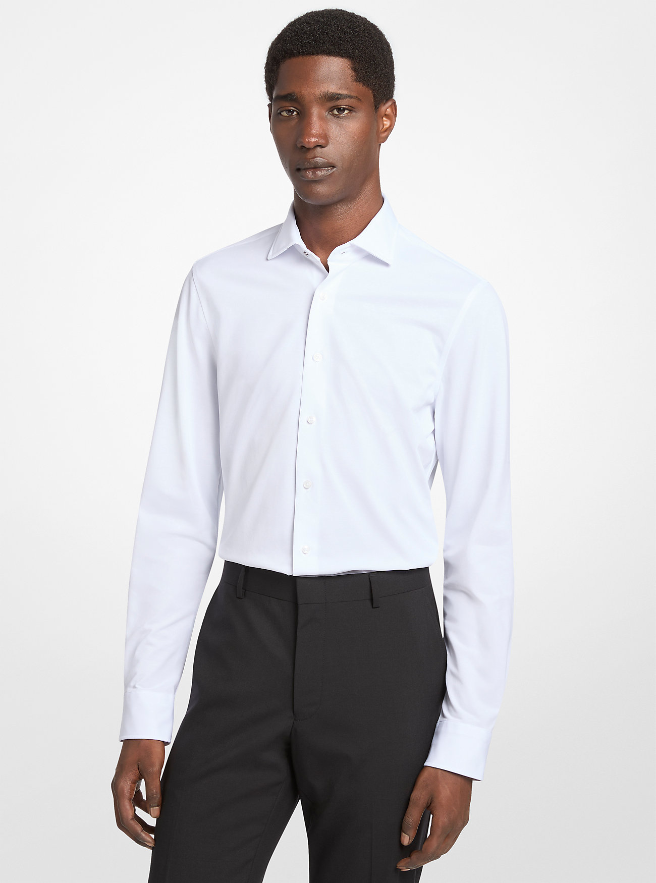 Blazer i naturlig stretchull med tonalfarget Glen Check-bukse - BEIGE