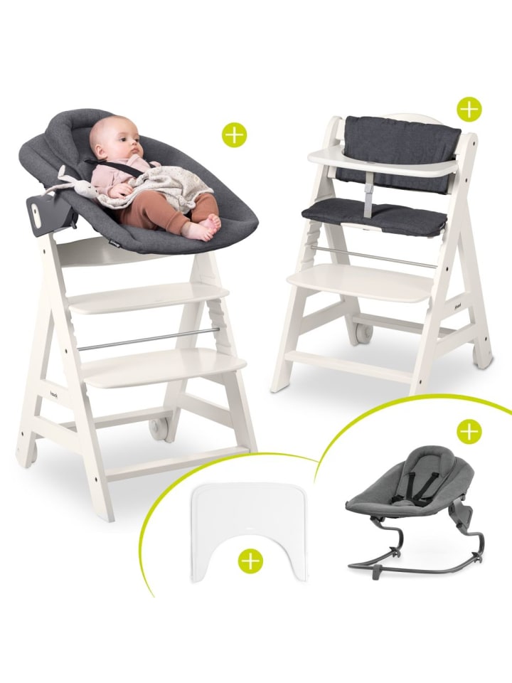 Hauck Beta Plus White 5-tlg. Newborn Set - Hochstuhl   2in1 in weiss,grau günstig kaufen onesize