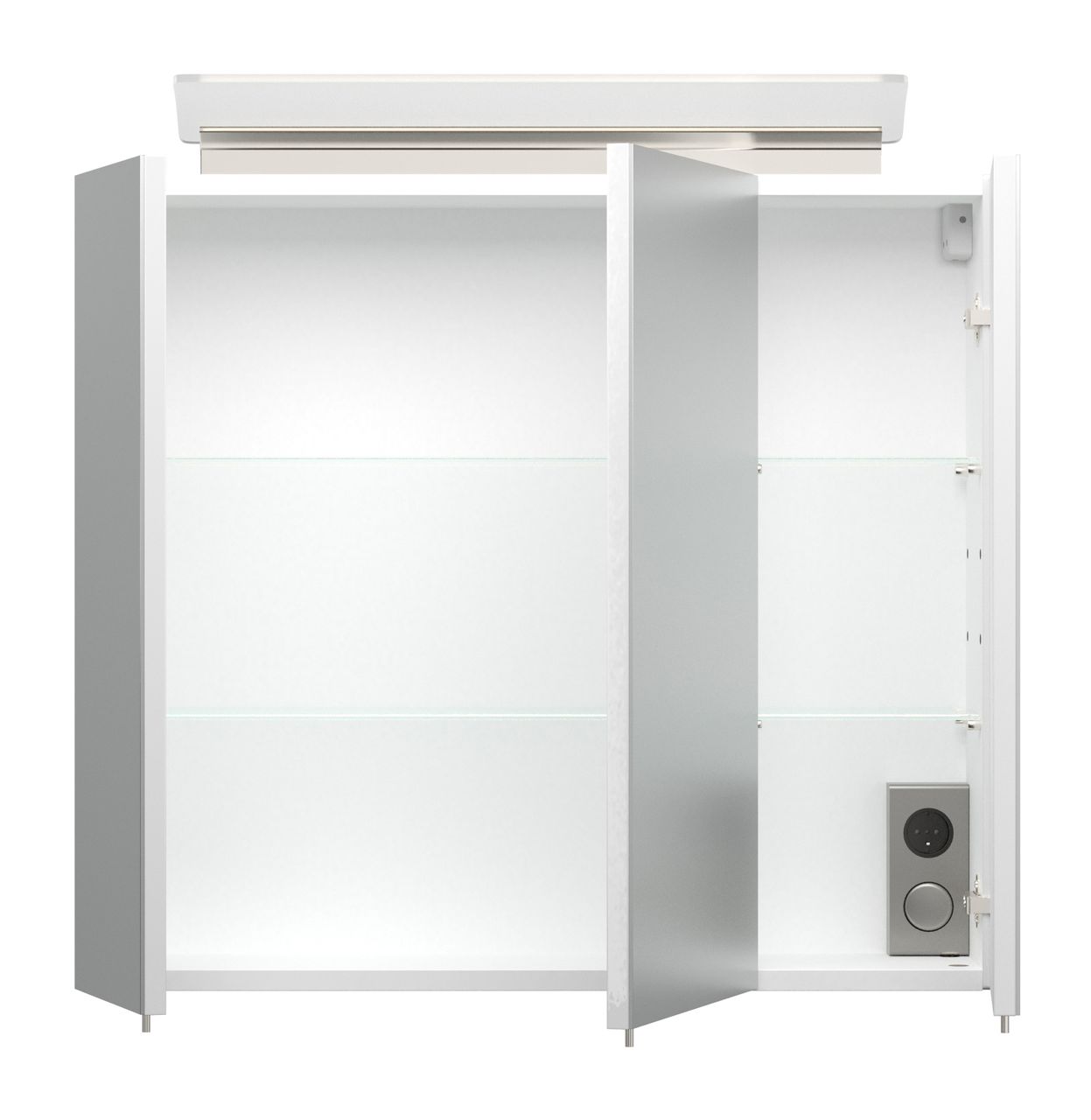 Posseik Spiegelschrank 70 inklusive LED-Acrylglaslampe weiss hochglanz EEK: F