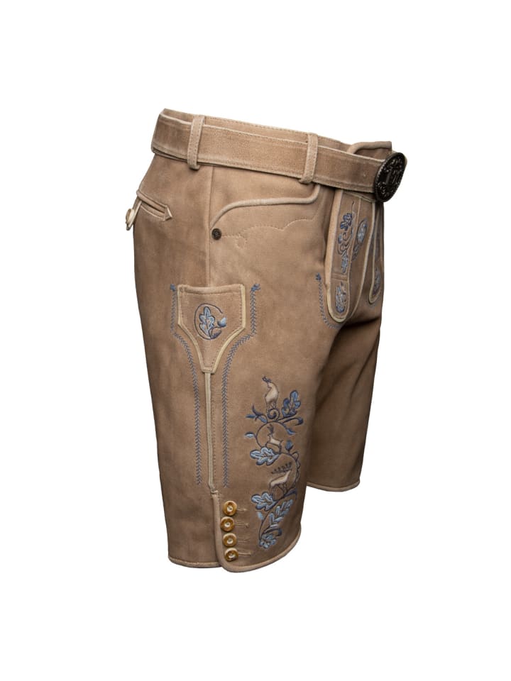 KRÜGER Lederhose Demian mit Gürtel in braun günstig kaufen