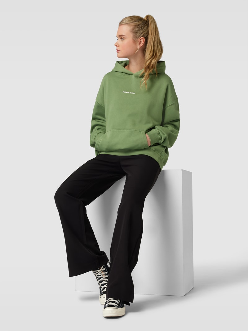 Oversized Hoodie mit Label-Print Modell 'CULLA' in smaragdgrün