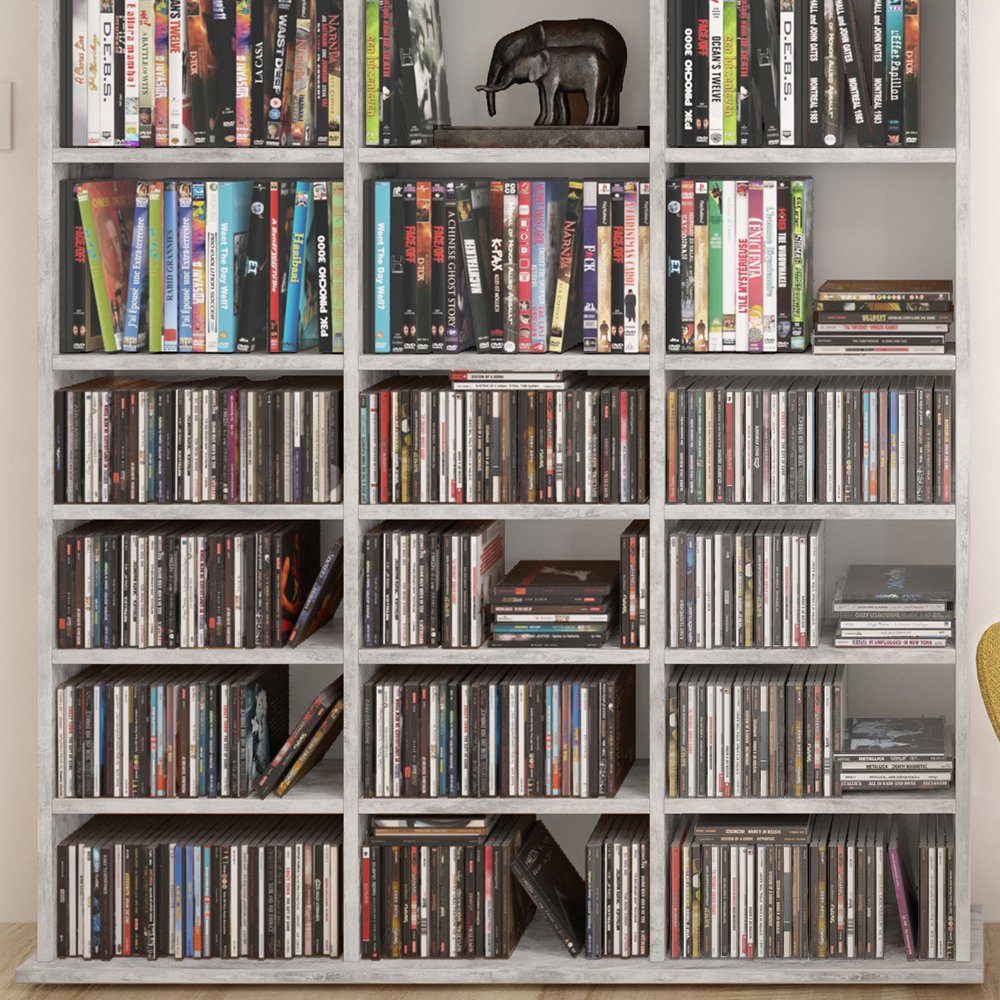 Vicco CD-Regal Medienregal CD DVD Bluray Regal Standregal JUKEBOX Beton
