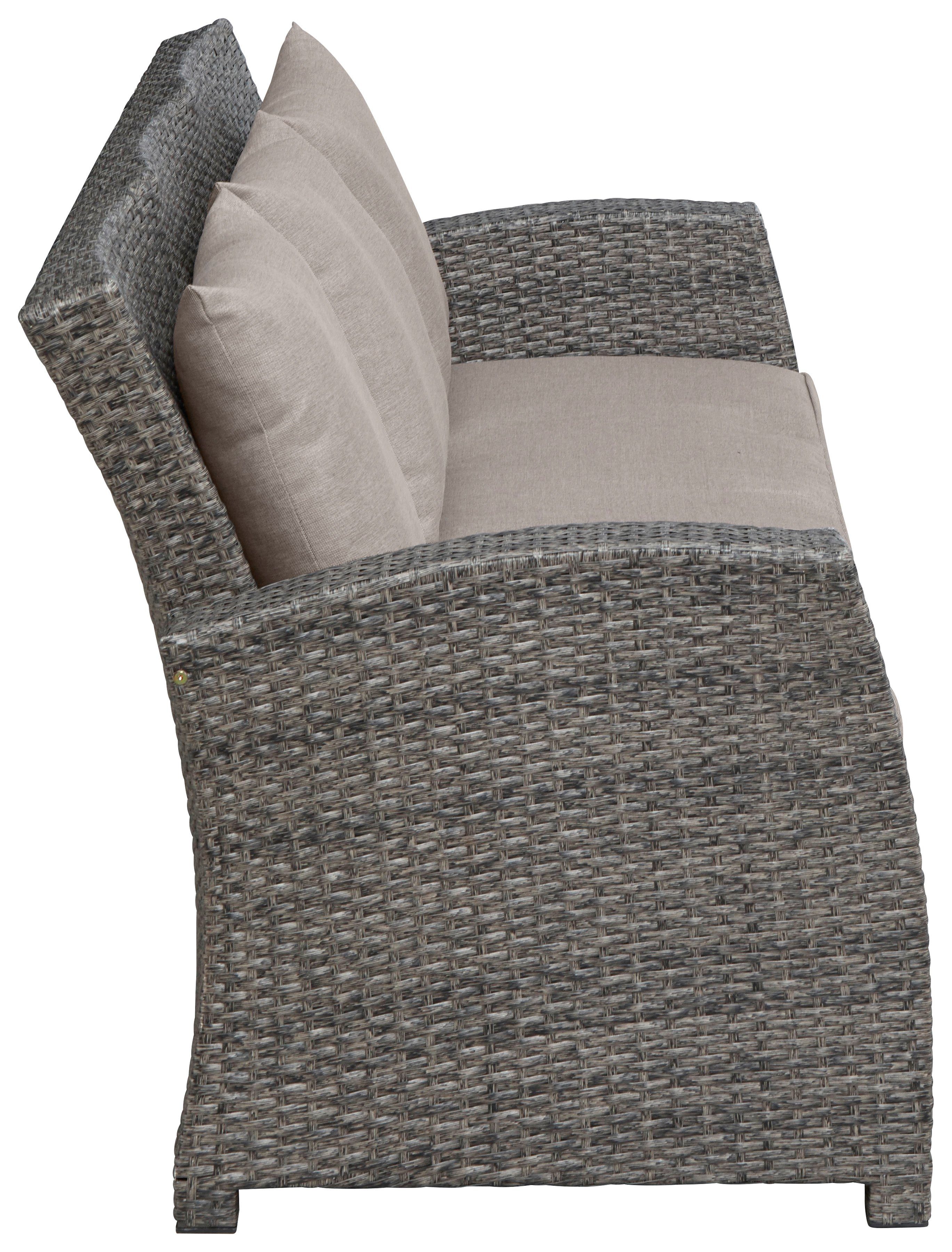 KONIFERA Gartenlounge-Set Siros, (12-tlg), 3-er Sofa, 2 Sessel, Tisch 135x82 cm, Polyrattan