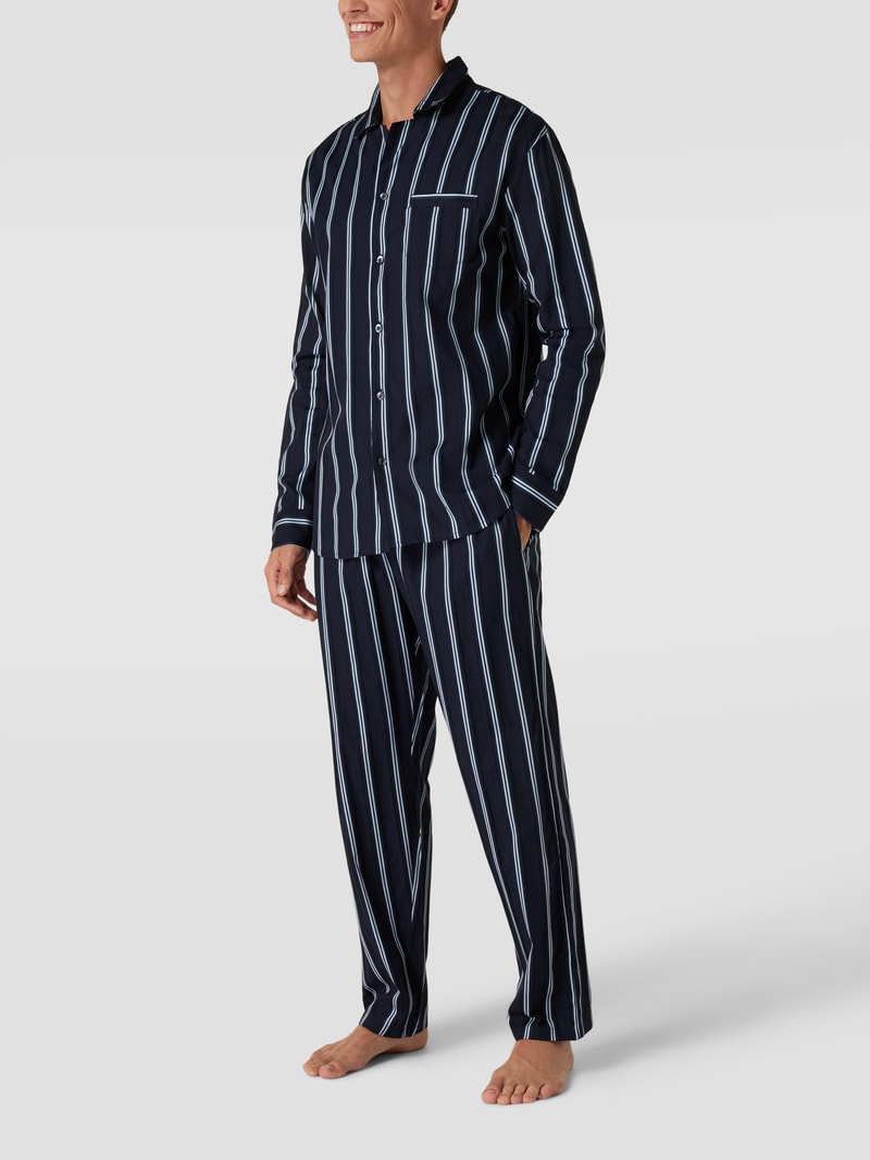 Pyjama mit Streifenmuster in dunkelblau
