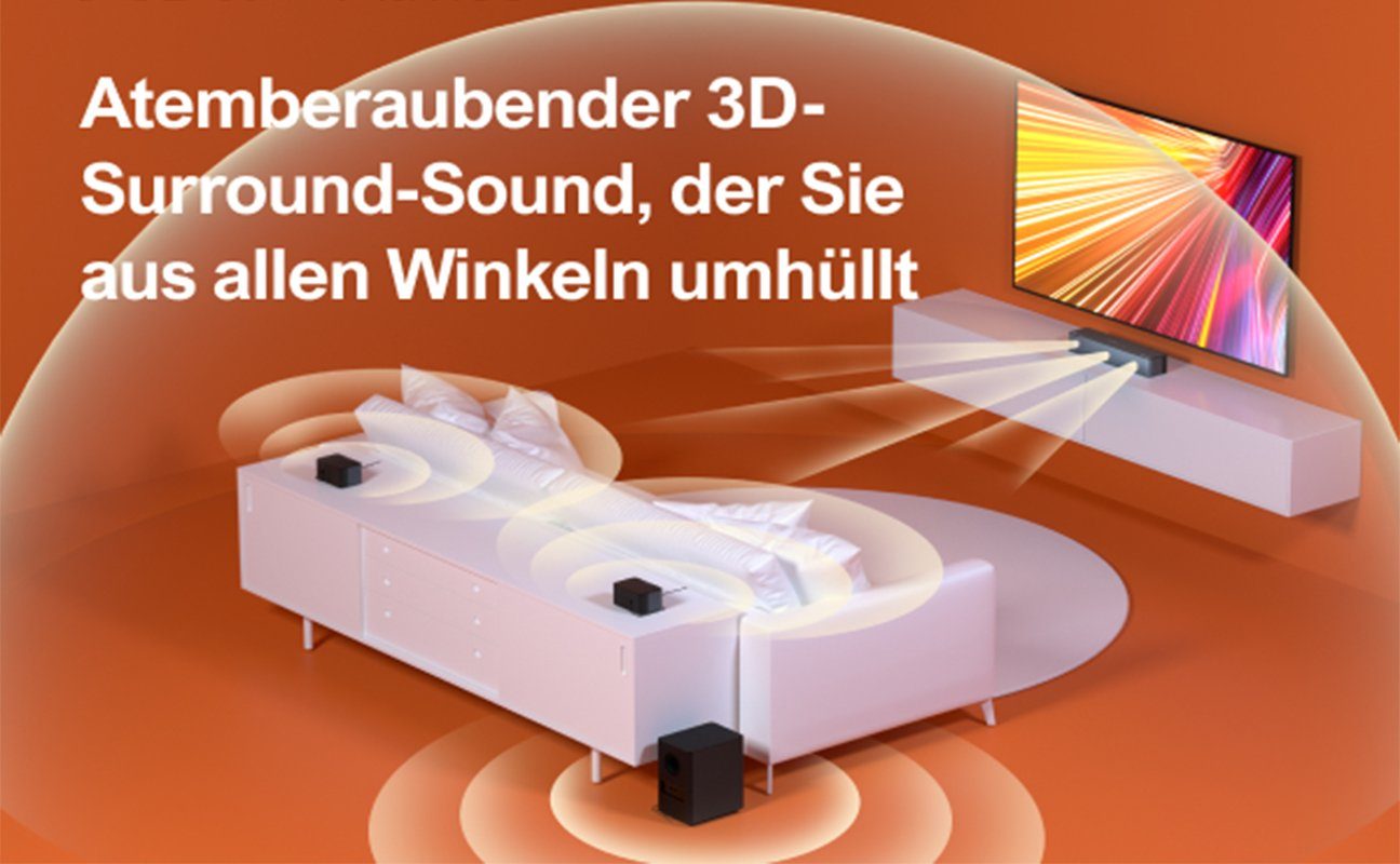 Ultimea Poseidon D60 5.1 Dolby Atmos Soundbar (410 W, 3D Surround Sound, TV Lautsprecher für Heimkino mit einstellbarem Bass)