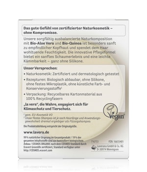 lavera Festes Pflegeshampoo Basis Sensitiv Feuchtigkeit & Pflege Festes Shampoo-50 g