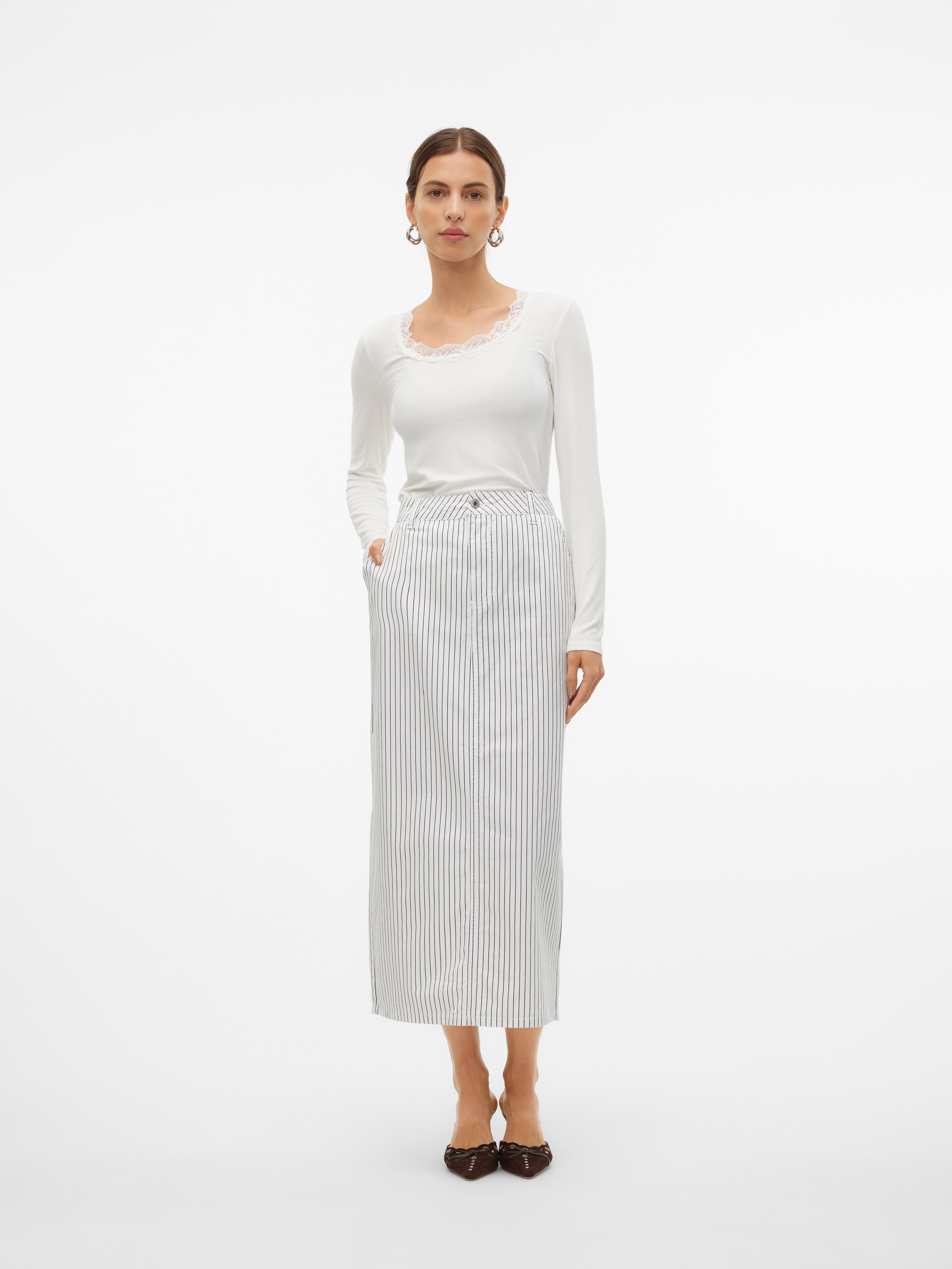 VMCARLY Mittlere Taille Langer Rock