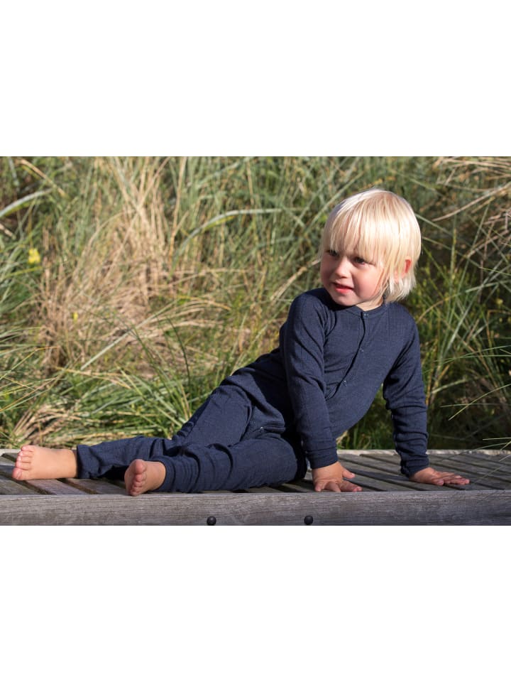 Joha Schlafoverall aus Merino-Wolle/Seide navy weiß in navy günstig kaufen