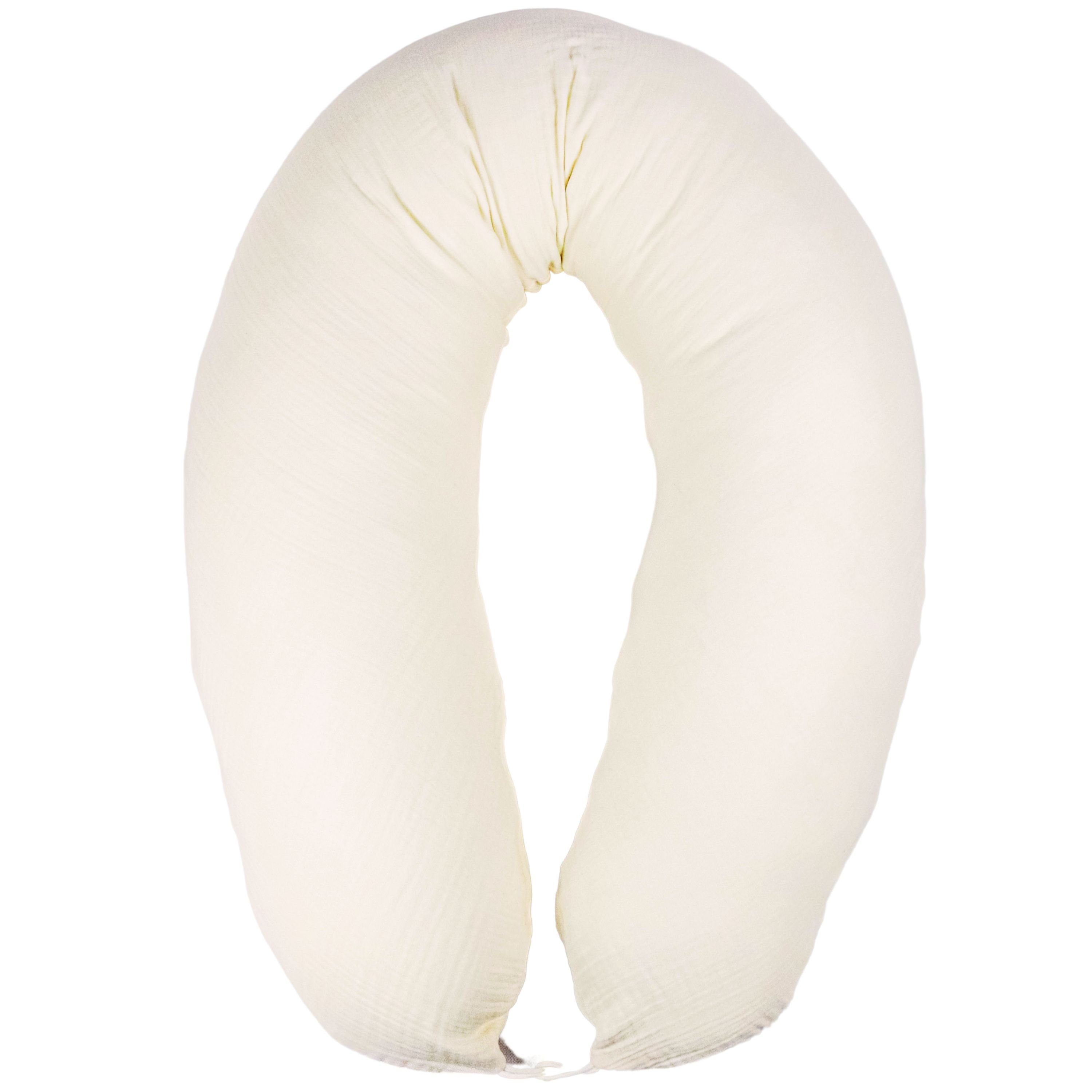 SEI Design Stillkissen Seitenschläferkissen XXL Babynest - Baby Erstausstattung Neugeborene, Schwangerschaftskissen mit Bezug, Mikroperlen, Musselin BIO Baumwolle