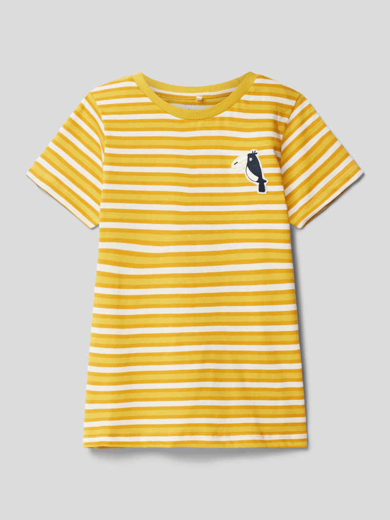 T-Shirt aus Baumwolle mit Motiv-Patch Modell 'DIK' in gelb