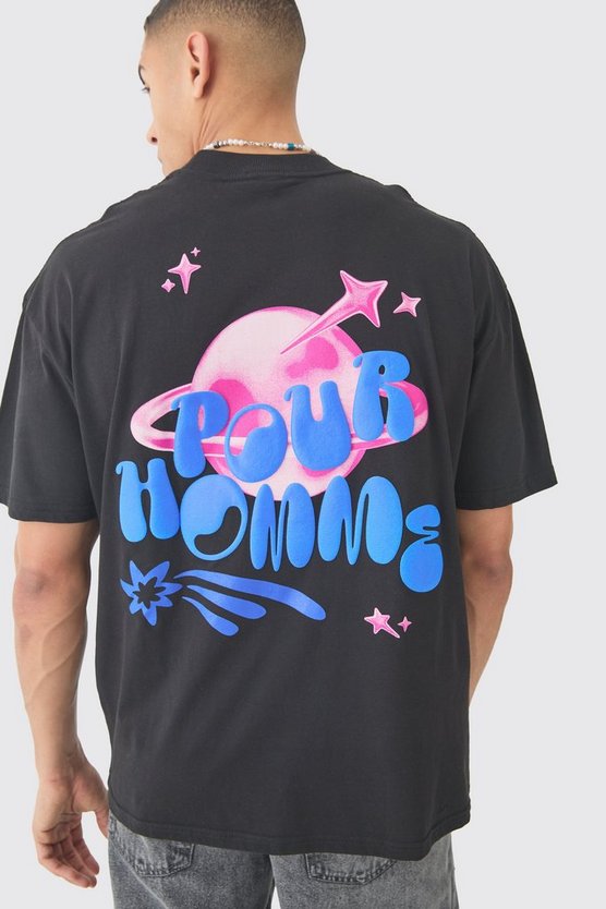 Oversize T-Shirt mit Pour Homme Print