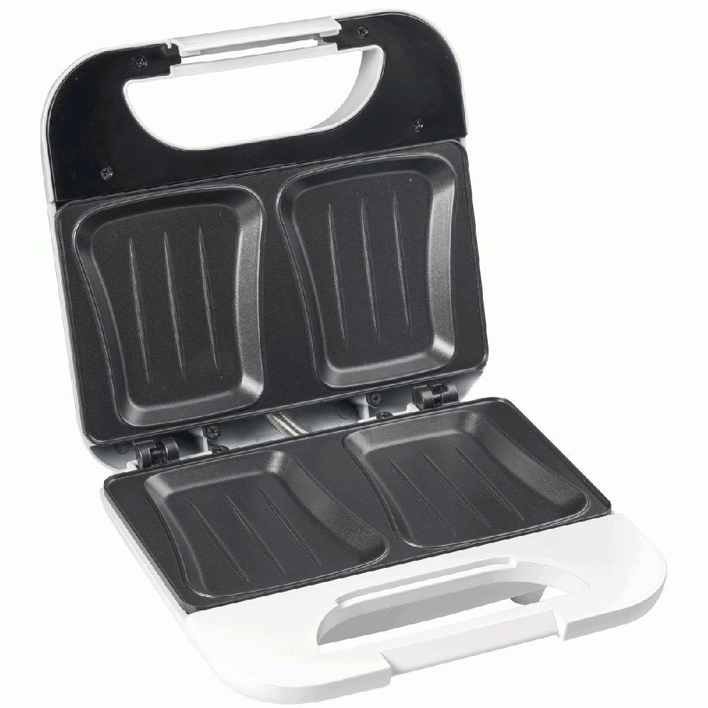 bestron Sandwichmaker, Sandwich Maker Toaster Grill elektrisch weiß antihaft Camping 2