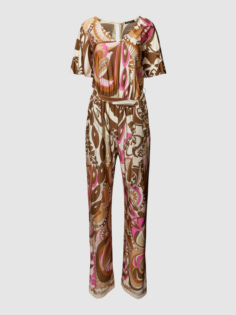 Jumpsuit mit Allover-Muster in beige