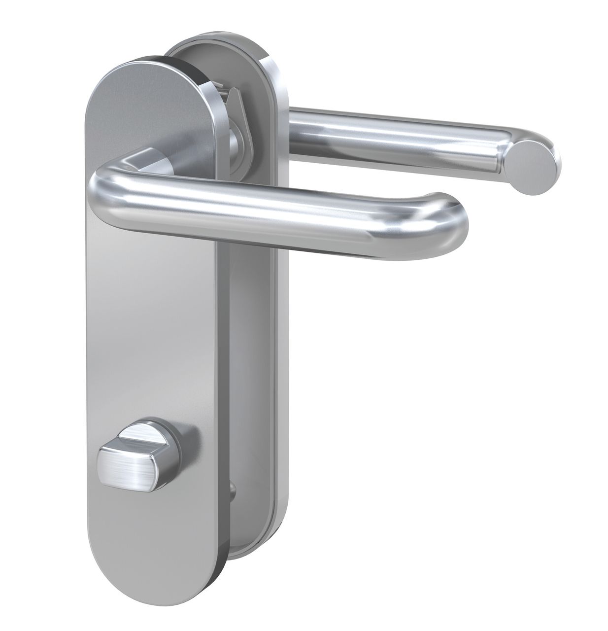 Basi Kurzschild-Drücker-Garnitur - ZB 3800 - Edelstahl - Lochung: WC - rechts