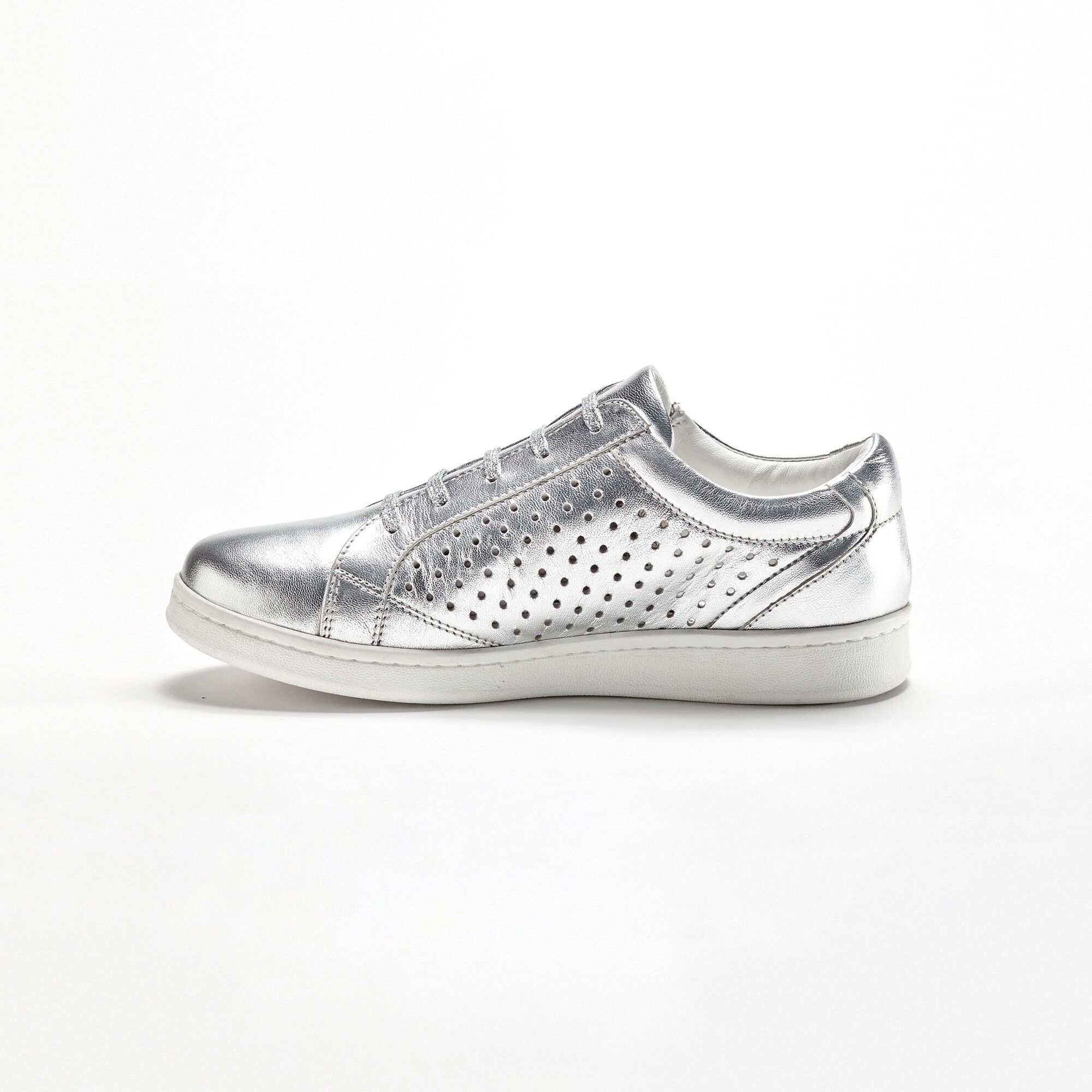 Tennis zippée en cuir perforé