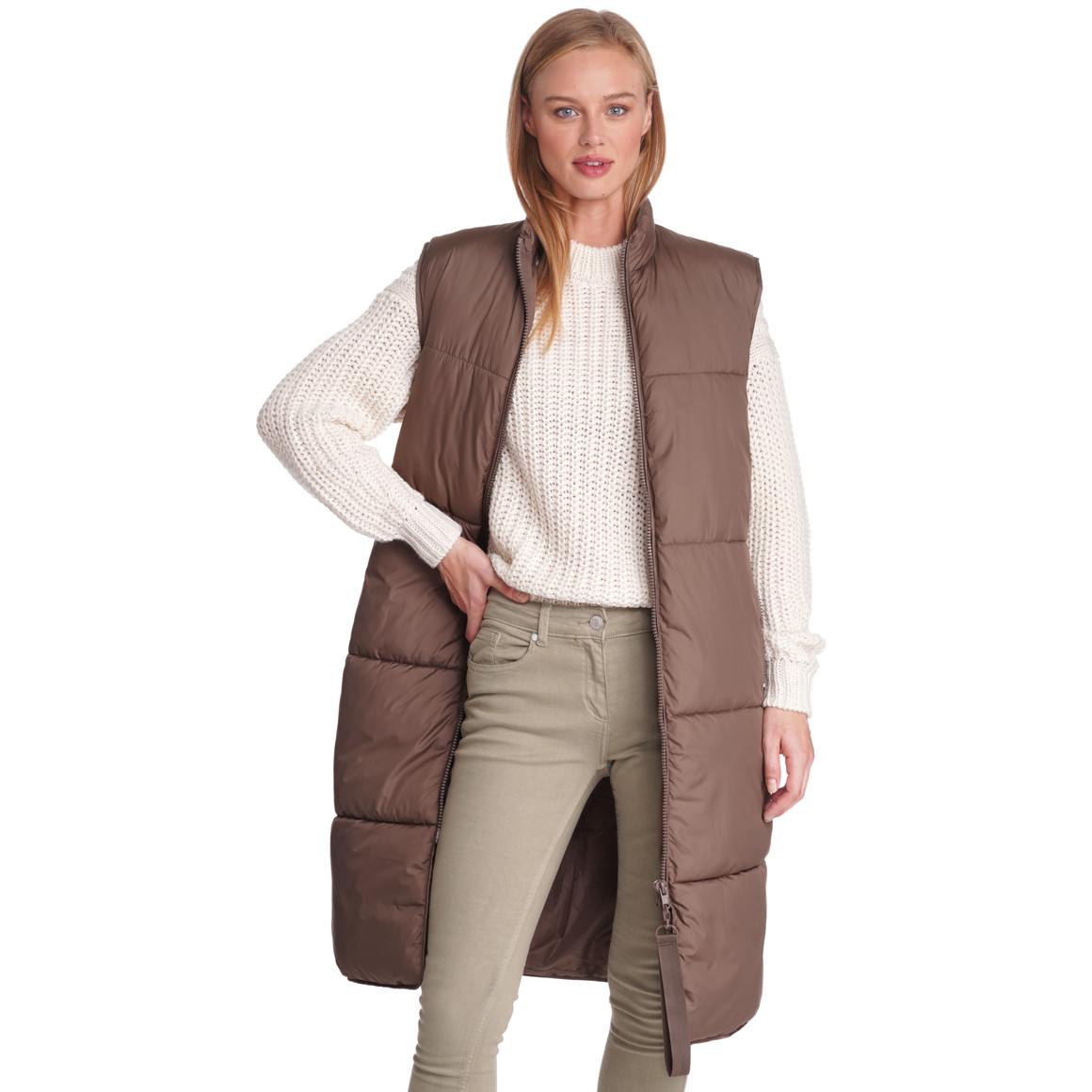 Damen Steppweste im Long-Style