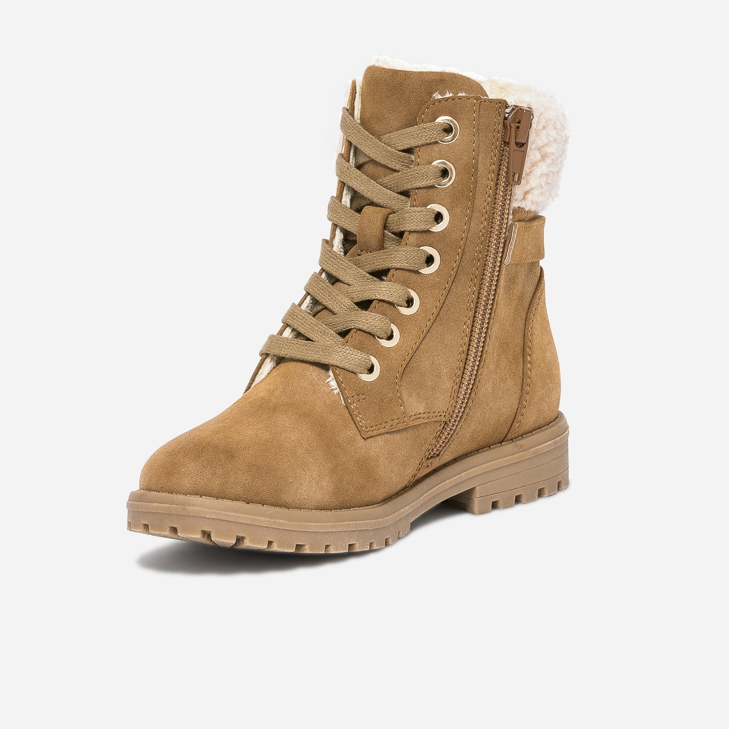 Boots à lacet camel fourré