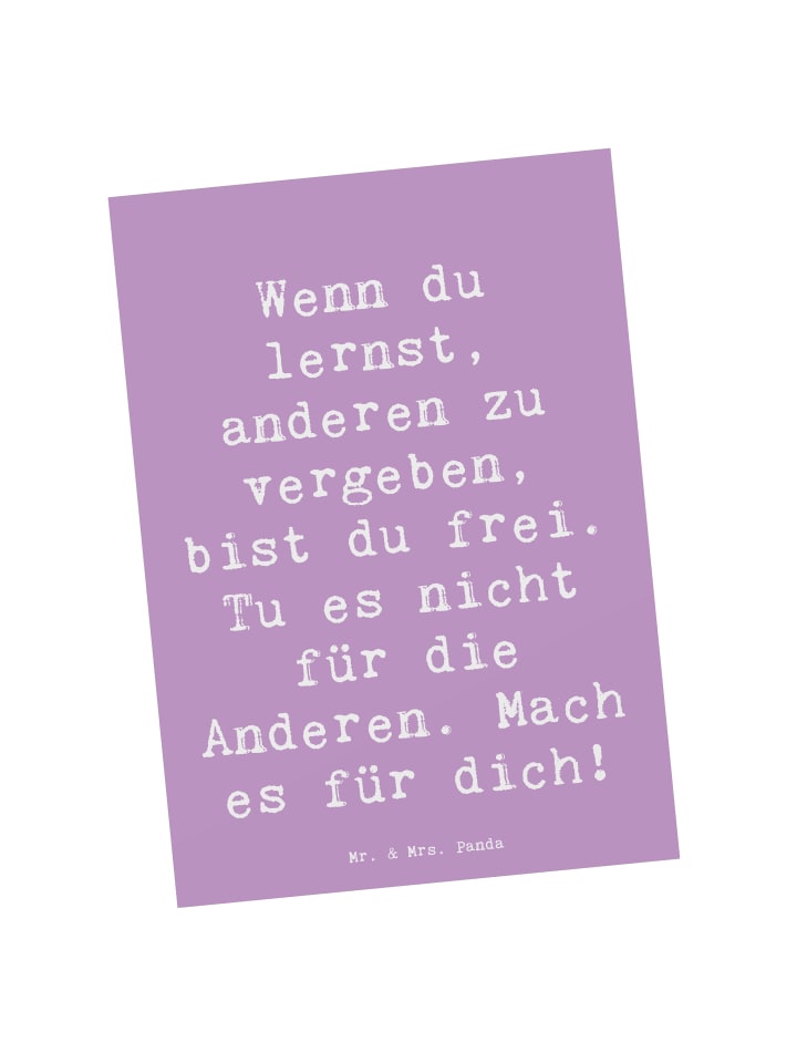 Mr. & Mrs. Panda Postkarte Spruch Vergebung Freiheit mit Spruch in Lavendeltraum günstig kaufen onesize