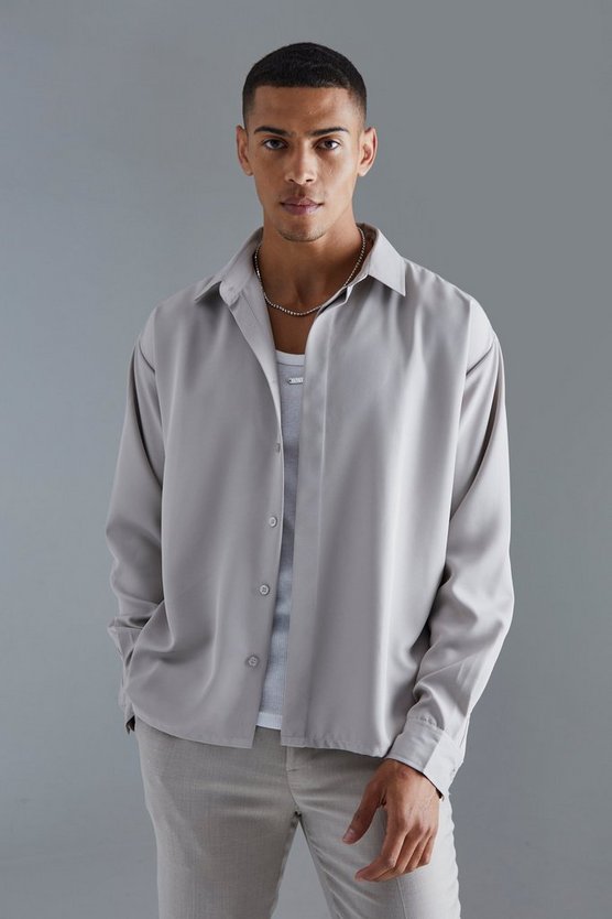 Kastiges Twill Hemd mit verdeckter Knopfleiste