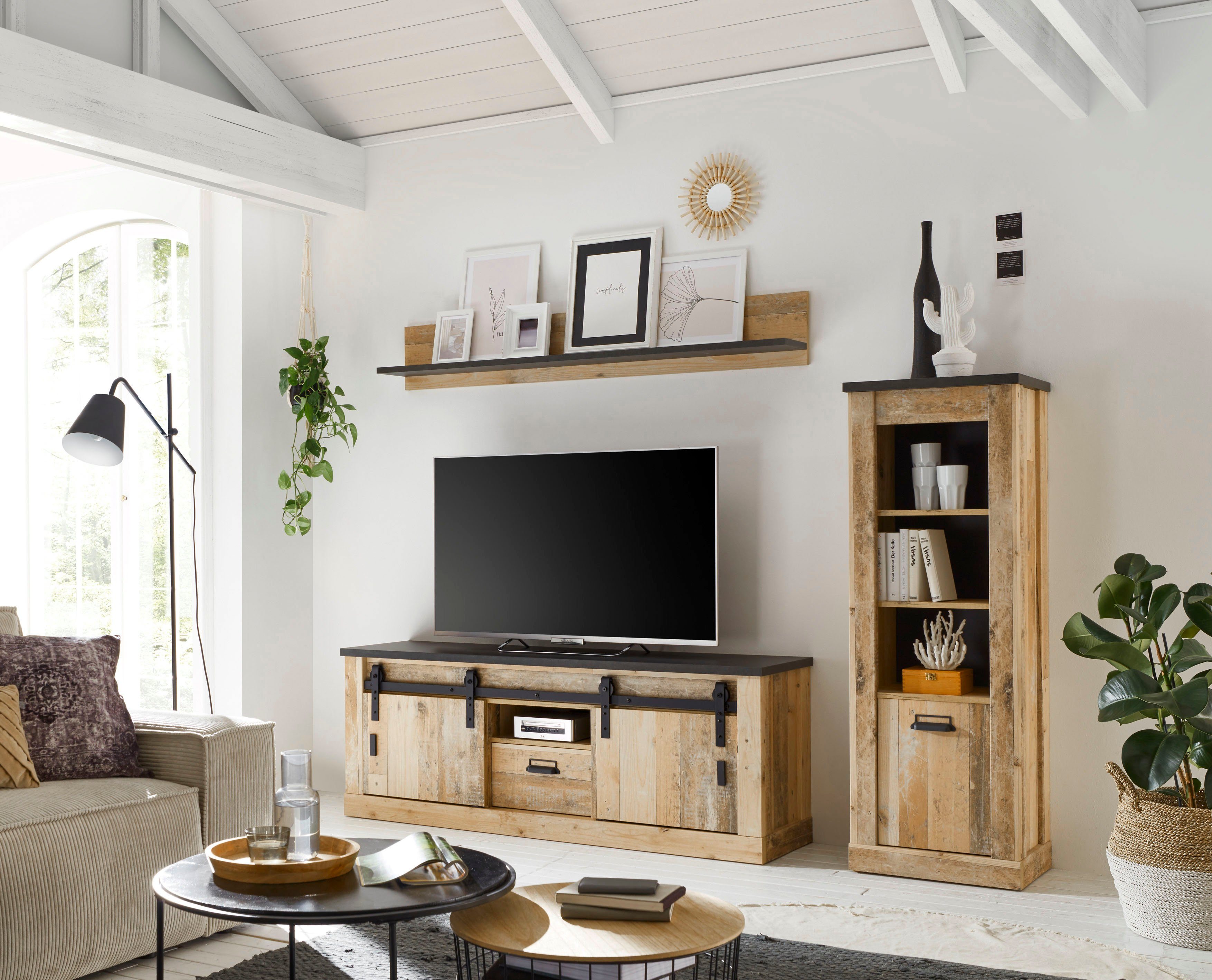 Home affaire Wandregal SHERWOOD, in modernem Holz Dekor, Breite 160 cm