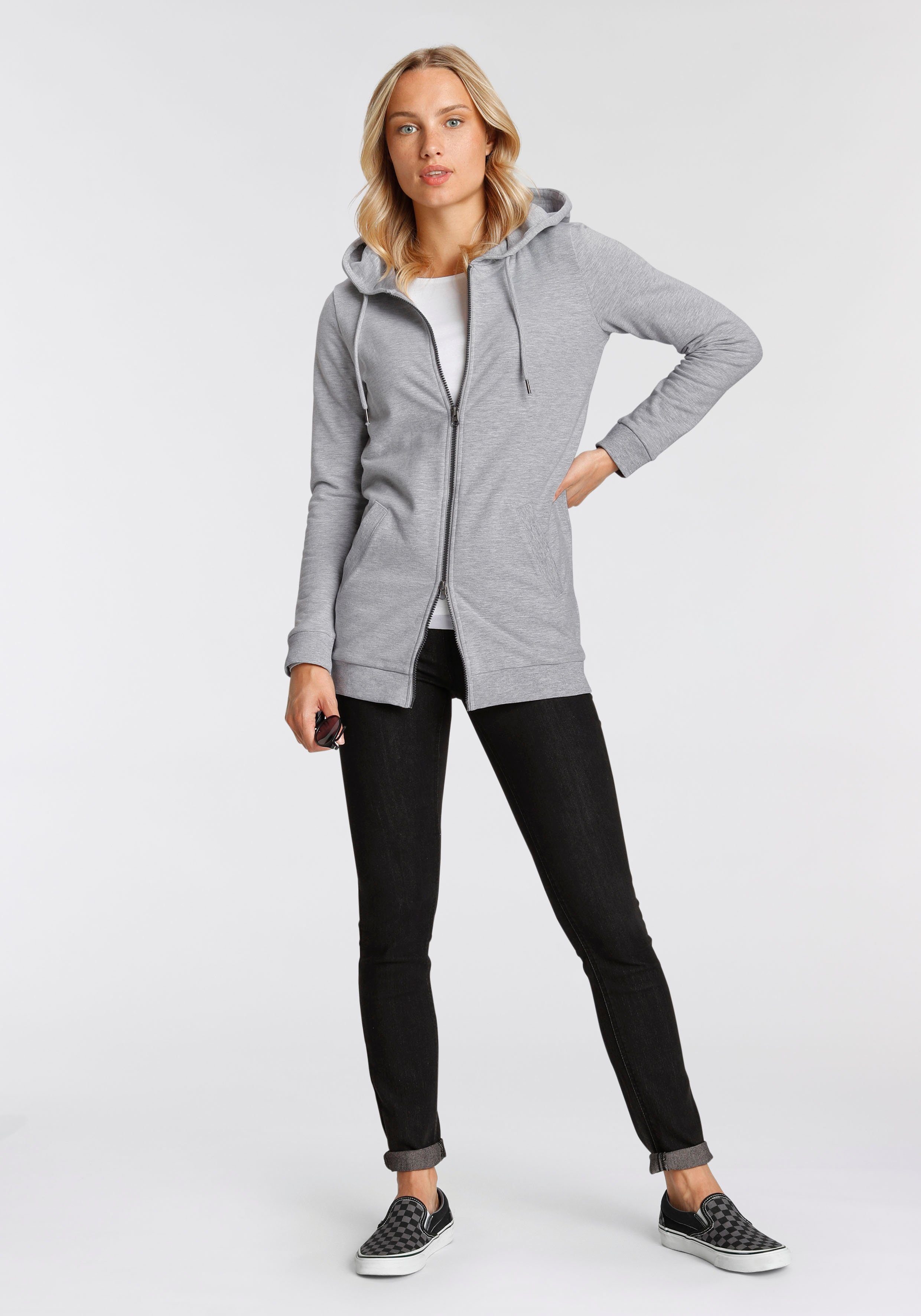 Flashlights Sweatjacke in langer Form mit Zipper