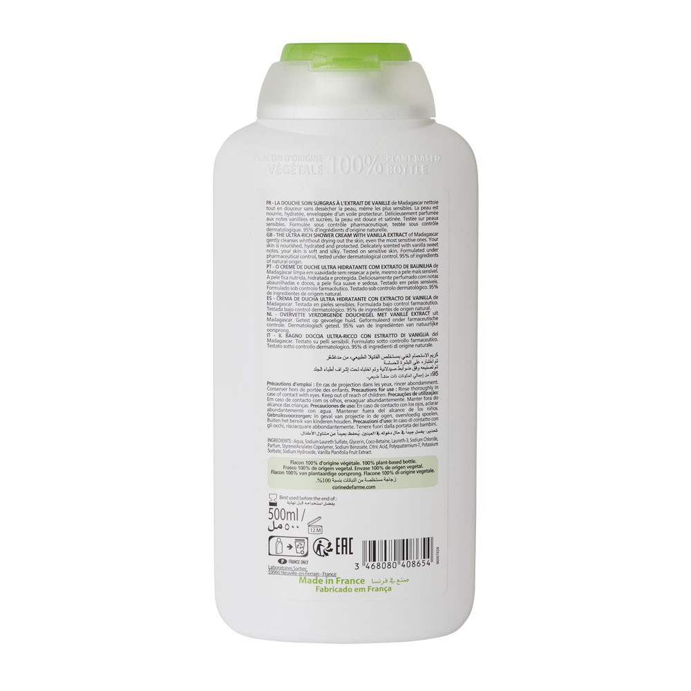 corine de farme Douche Soin Surgras à l'extrait de Vanille Gel Douche