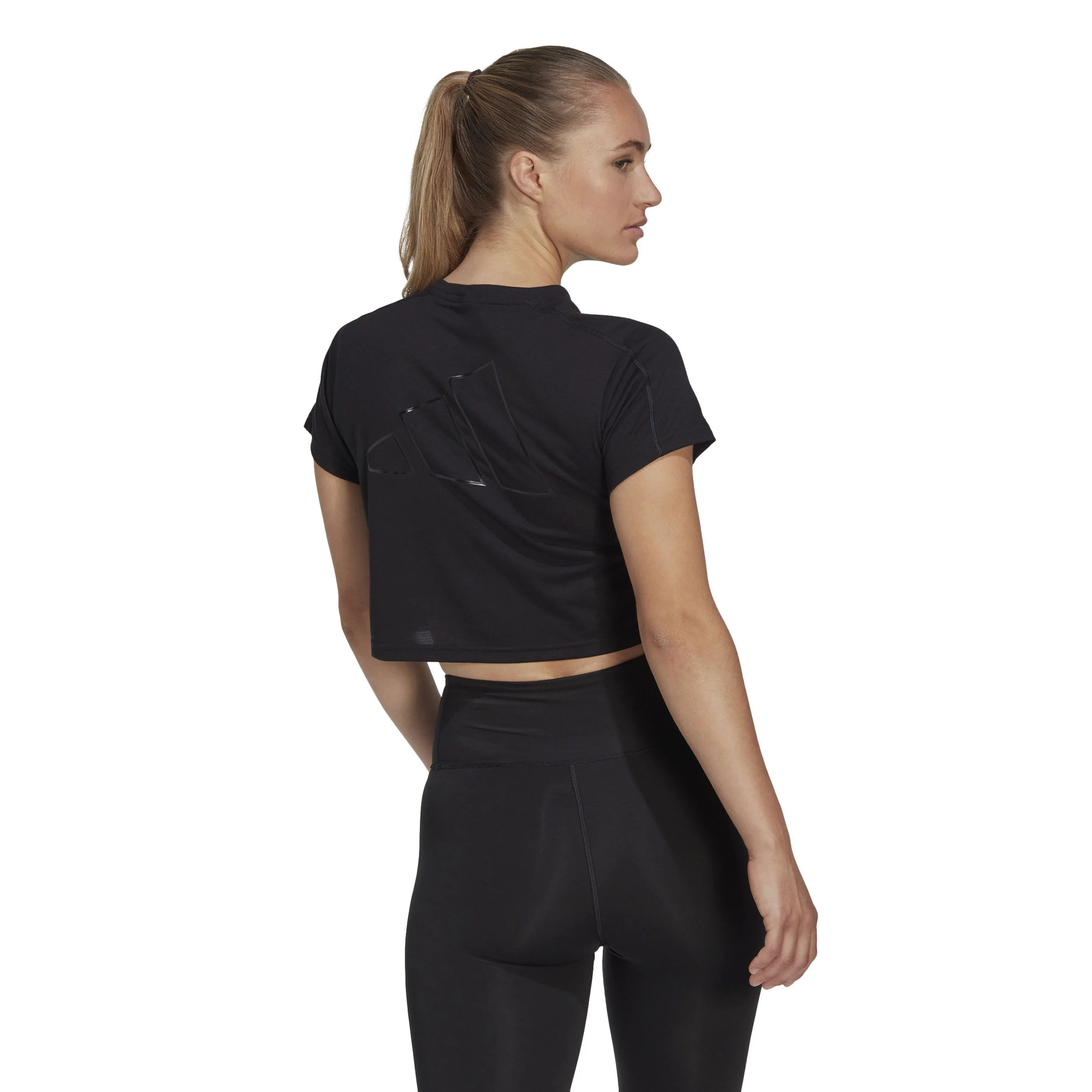 Essentials AEROREADY Train 3 Bar Logo Crop T-Shirt Damen - Schwarz
