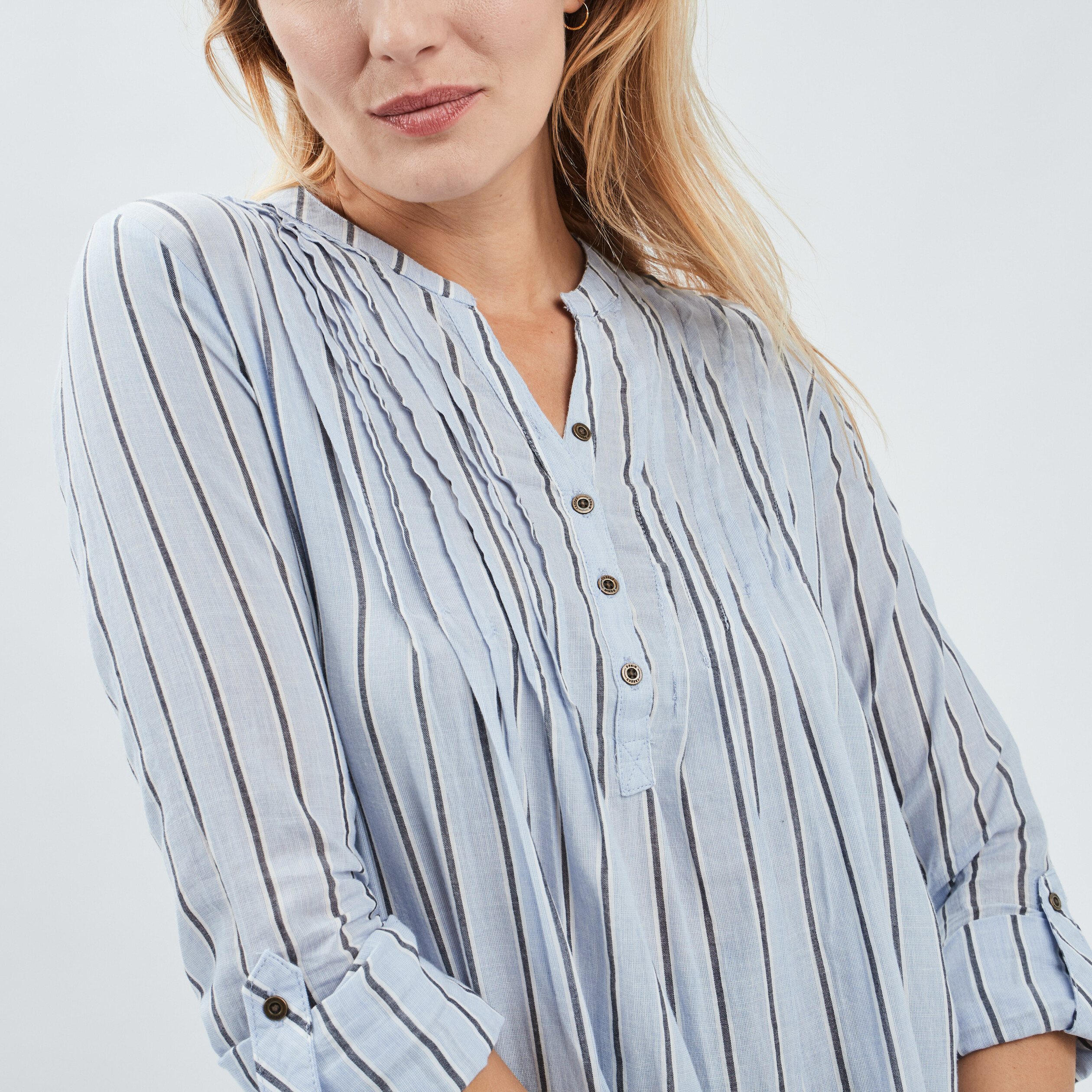 Blouse manches 3 4 bleu ciel femme | La Halle