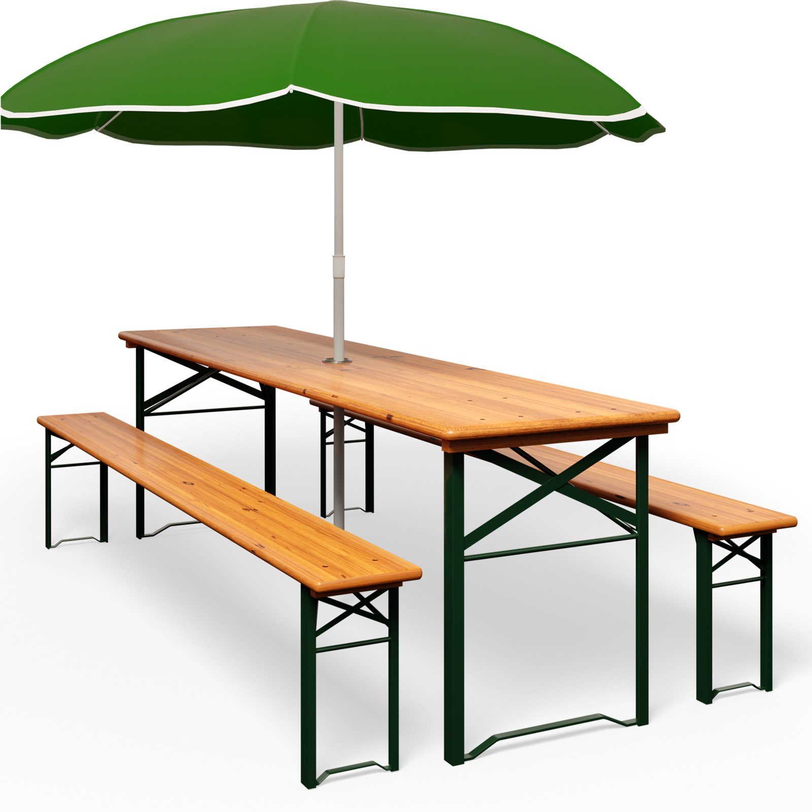 Casaria Bierzeltgarnitur, (3-tlg), 170cm Klappbar Stabil 3 Teilig 2x Bierbank 1x Breiter Tisch Holz