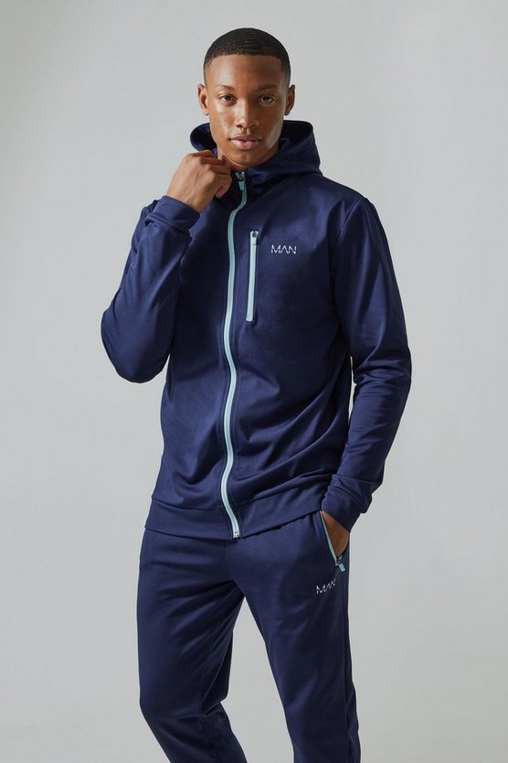 Man Active Colorblock Trainingsanzug mit Kapuze und Reißverschluss