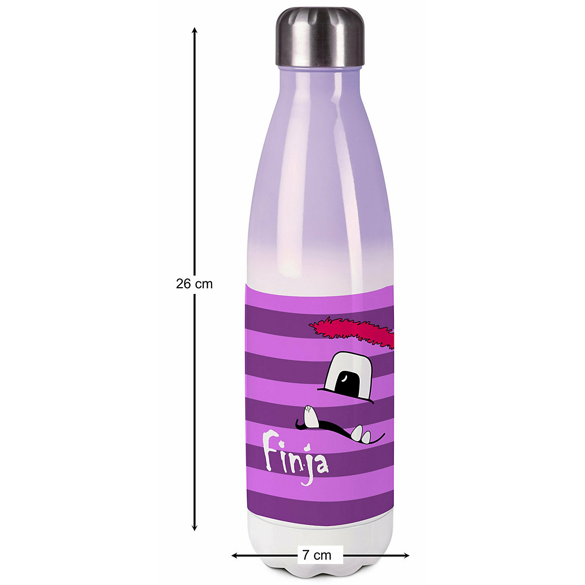 Edelstahl Kinder Thermoflasche / Trinkflasche bunt Monster Streifen Farbe lila Spülmaschinenfest, Auslaufsicher, Bruchfest, Doppelwandig, Für Heißgetränke geeignet, Mit Deckel, Isoliert
