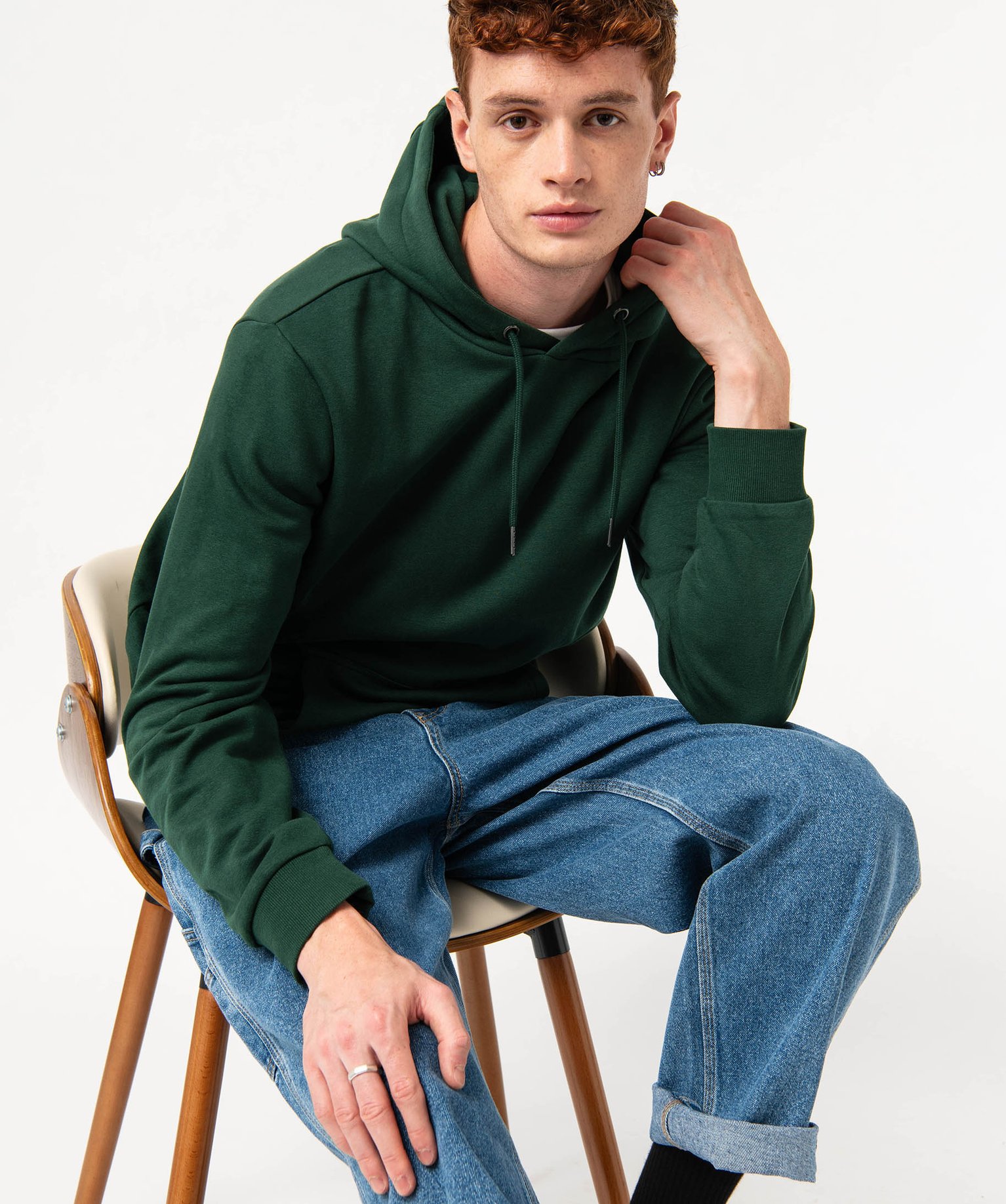 Sweat homme à capuche intérieur molletonné vert | GEMO