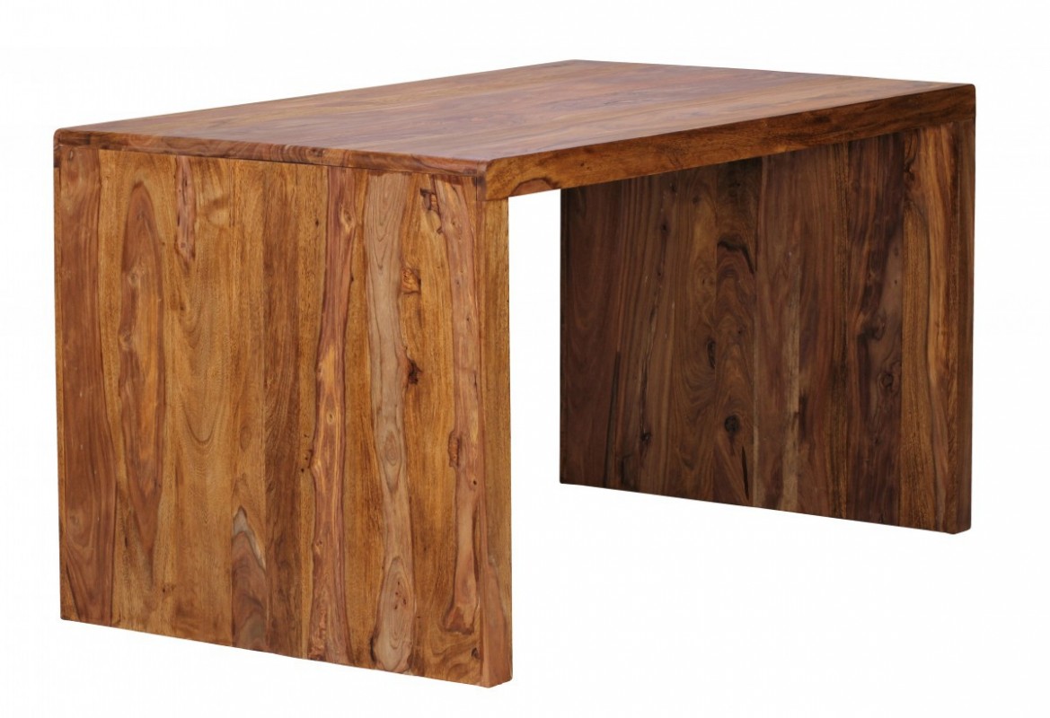 Wohnling Design Natur Sheesham Massivholz Schreibtisch 140 x 80 x 76 cm