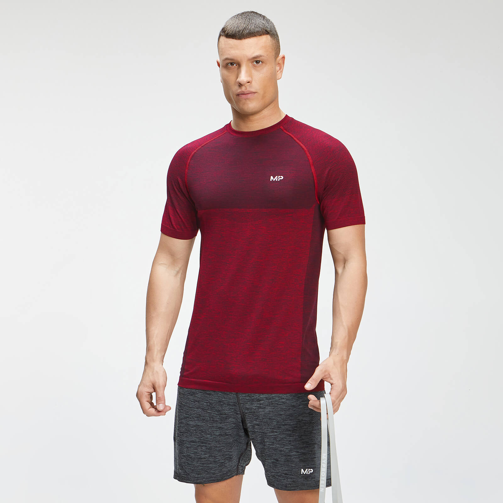 T-shirt sans coutures à manches courtes MP Essentials pour hommes – Lie-de-vin chiné