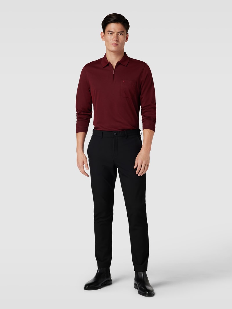 Poloshirt mit kurzer Reißverschlussleiste in bordeaux rot
