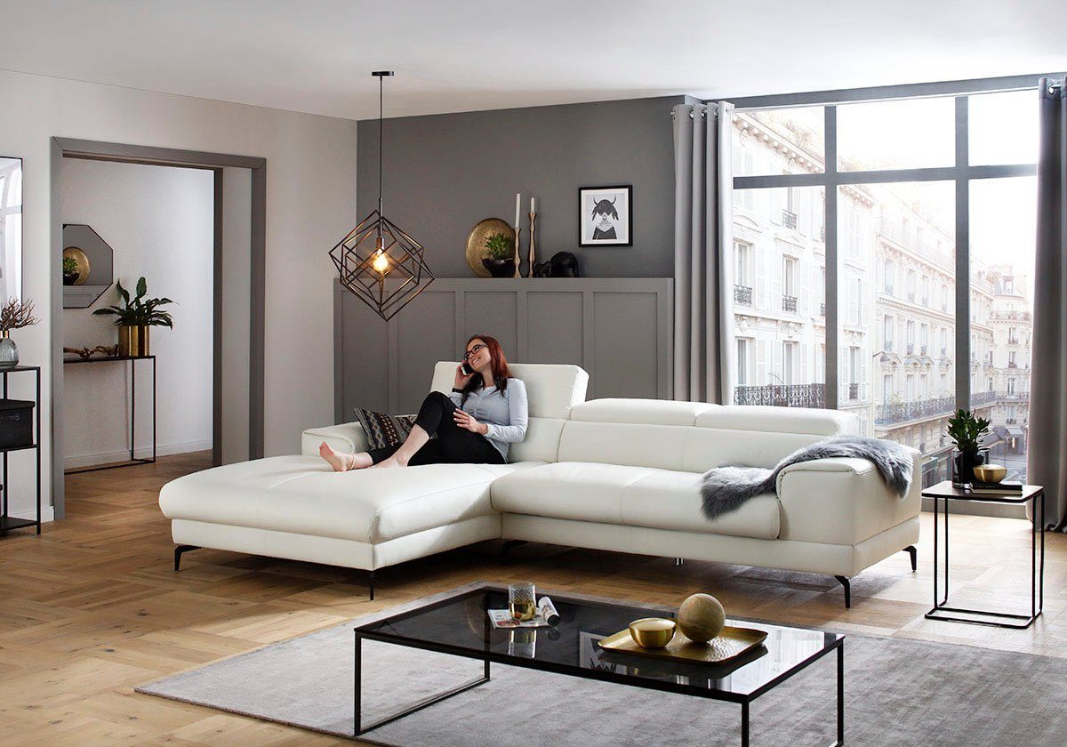 W.SCHILLIG Ecksofa piedroo, Kopfteilverstellung, wahlweise mit Sitztiefenverstellung, Breite 303cm