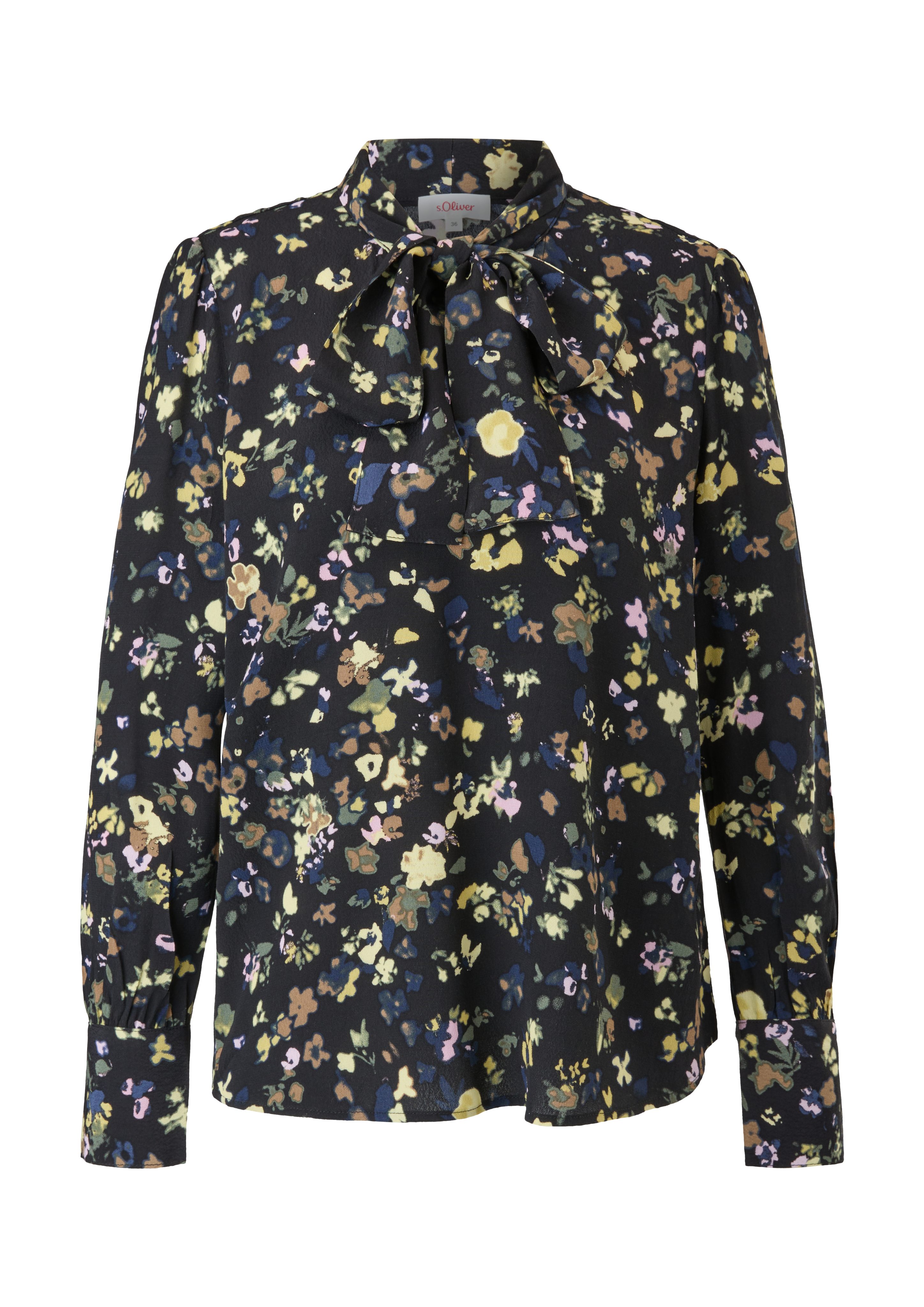 s.Oliver Langarmbluse Bluse mit Schluppe Raffung