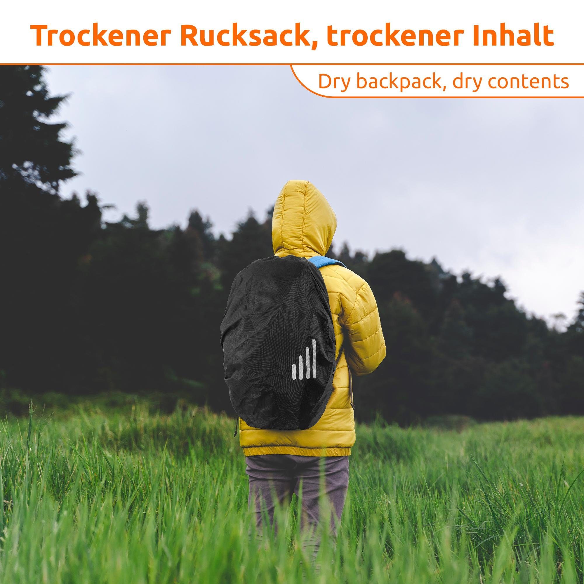 ECENCE Rucksack-Regenschutz 1x Regenschutz Rucksack 35-45L mit Schwarz