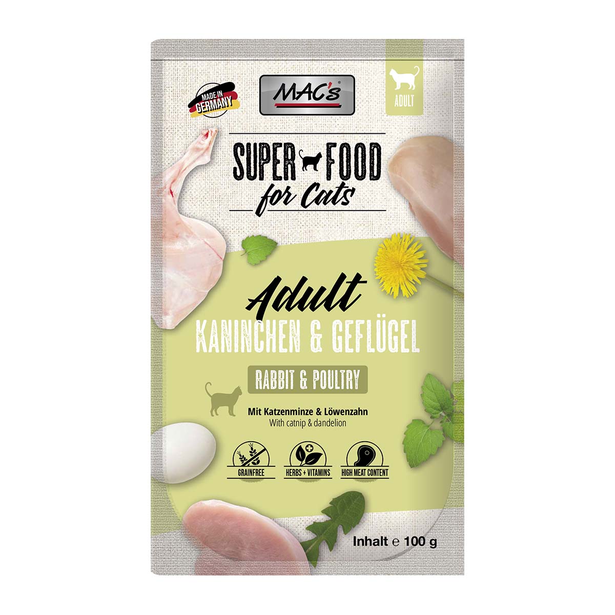 MAC's Cat Pouchpack Kaninchen, Geflügel und Löwenzahn