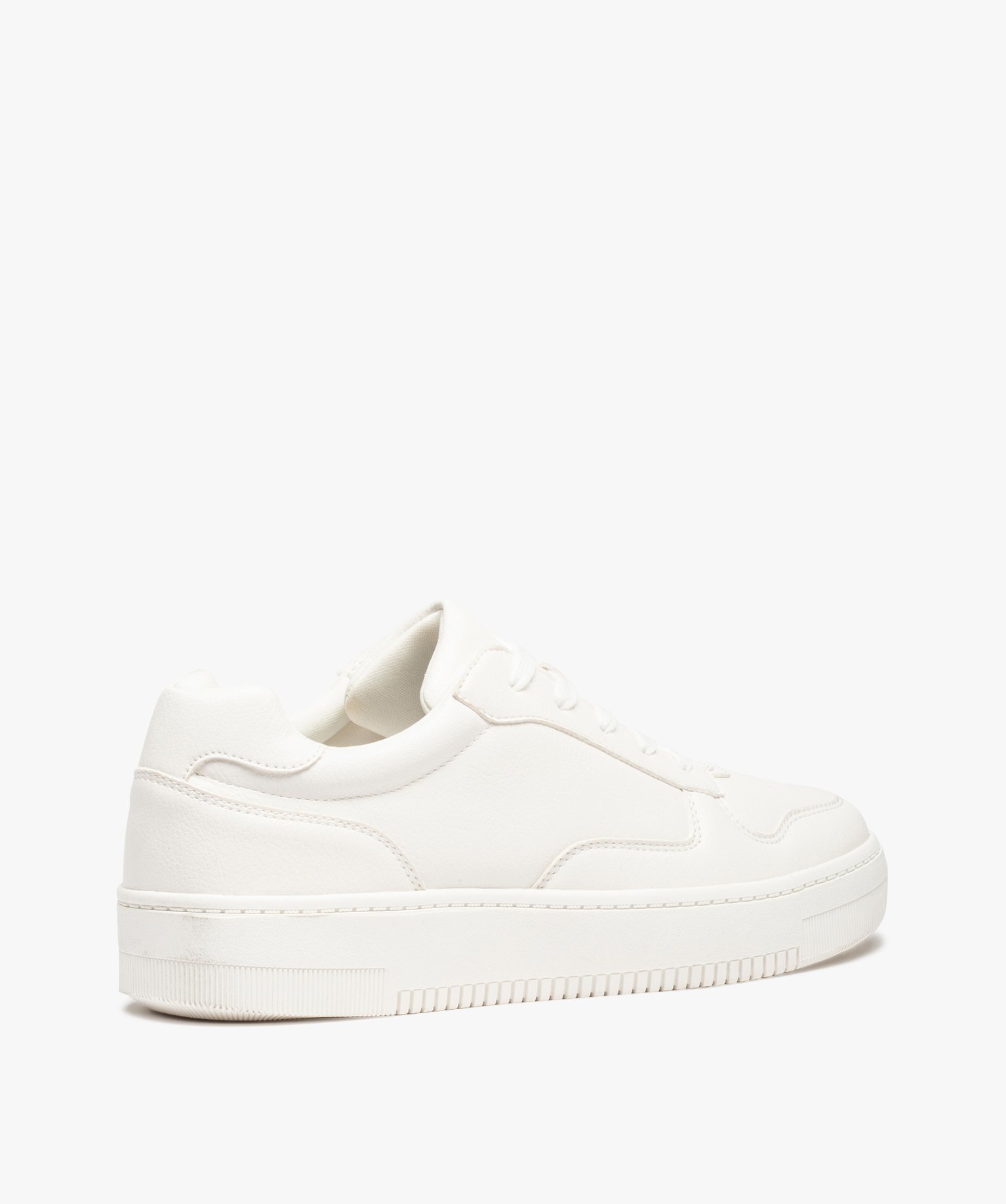 Baskets homme unies à tige basse et à lacets blanc | GEMO
