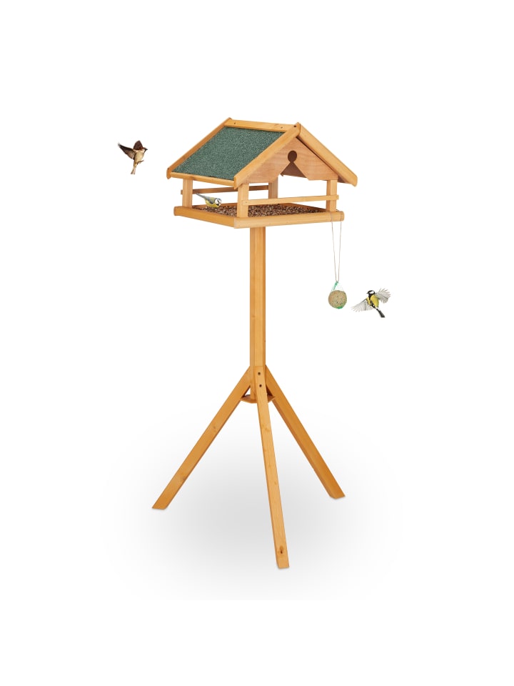 relaxdays Vogelfutterhaus in Natur/ Grün - (B)62 x (H)120 x (T)55 cm günstig kaufen onesize