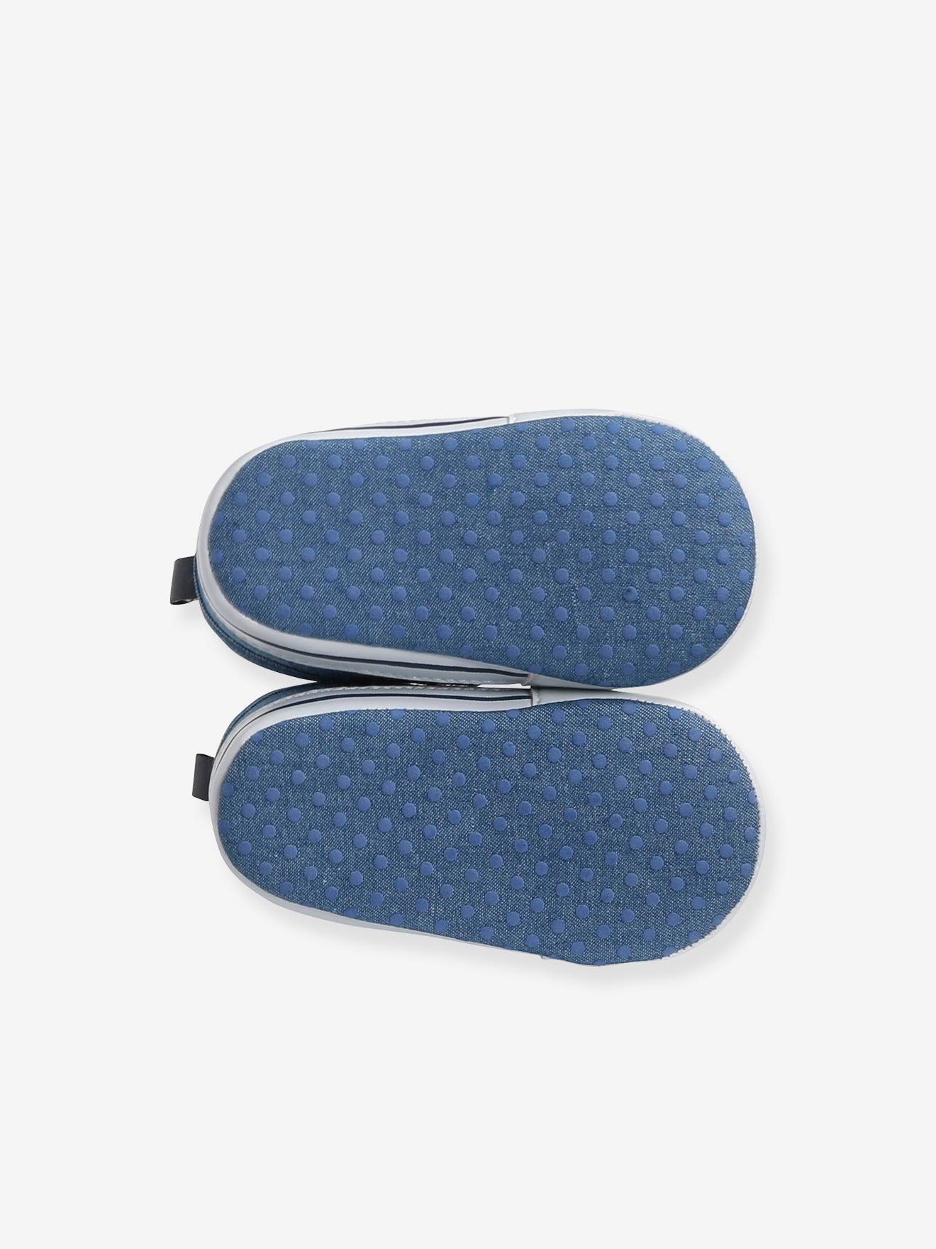 Chaussons baskets souples bébé garçon bleu