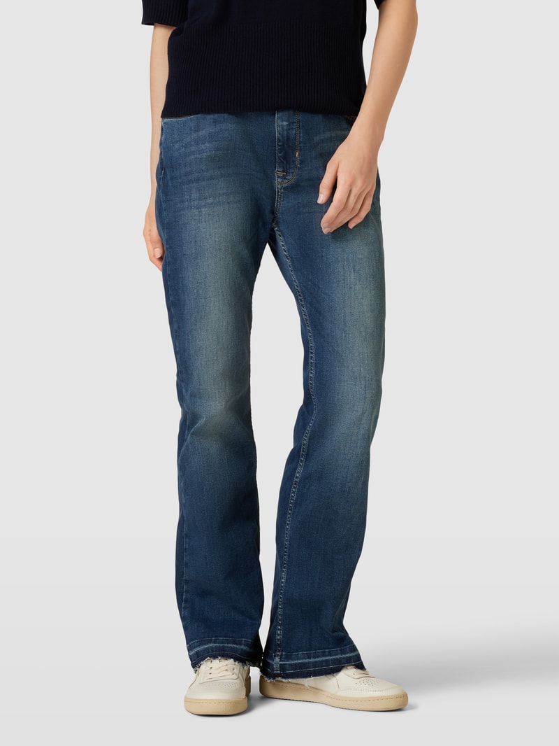 Flared Fit Jeans mit Kontrastnähten in blau